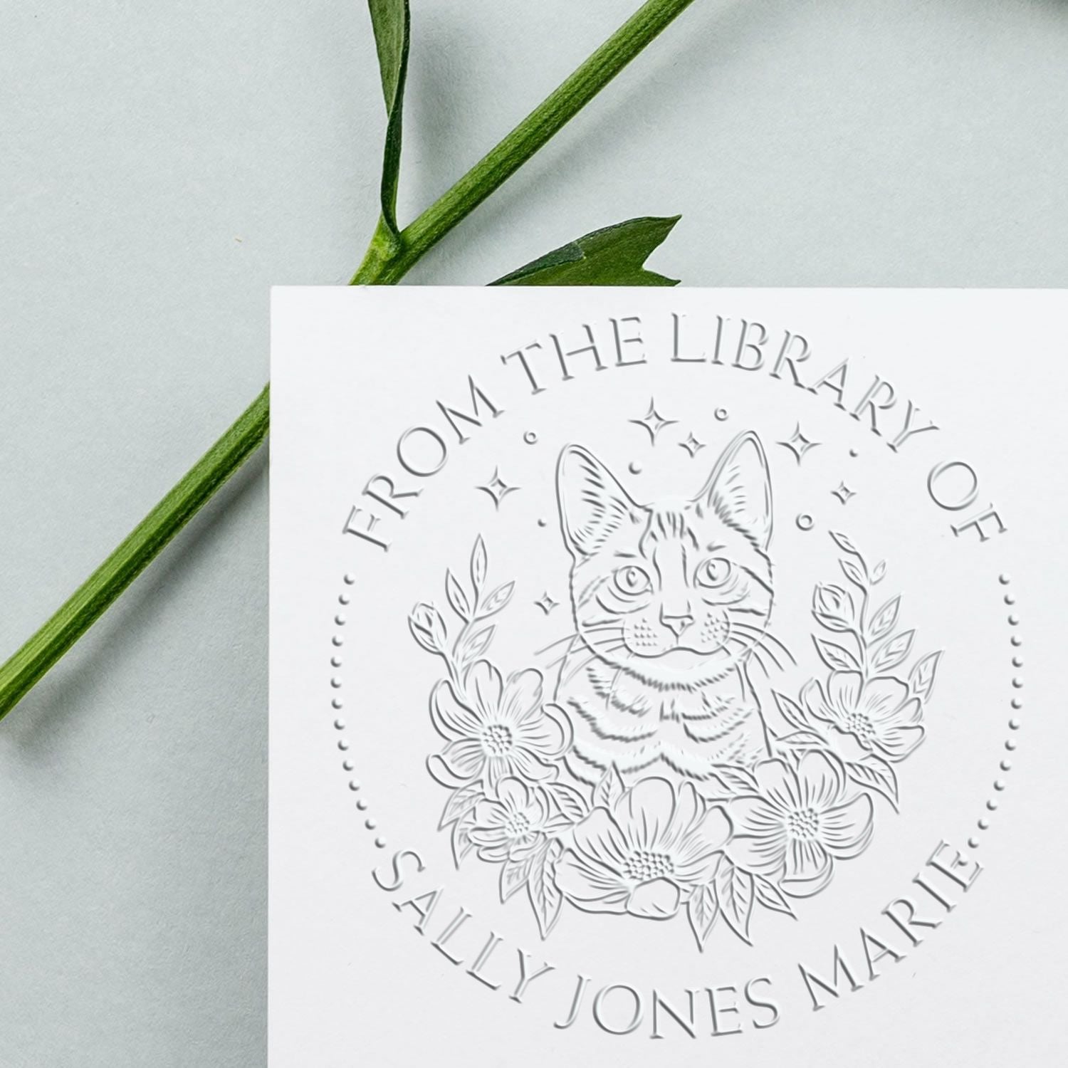 Soft Majestic Meow Custom Book Library Embossed Stamp - Engineer Seal Stamps