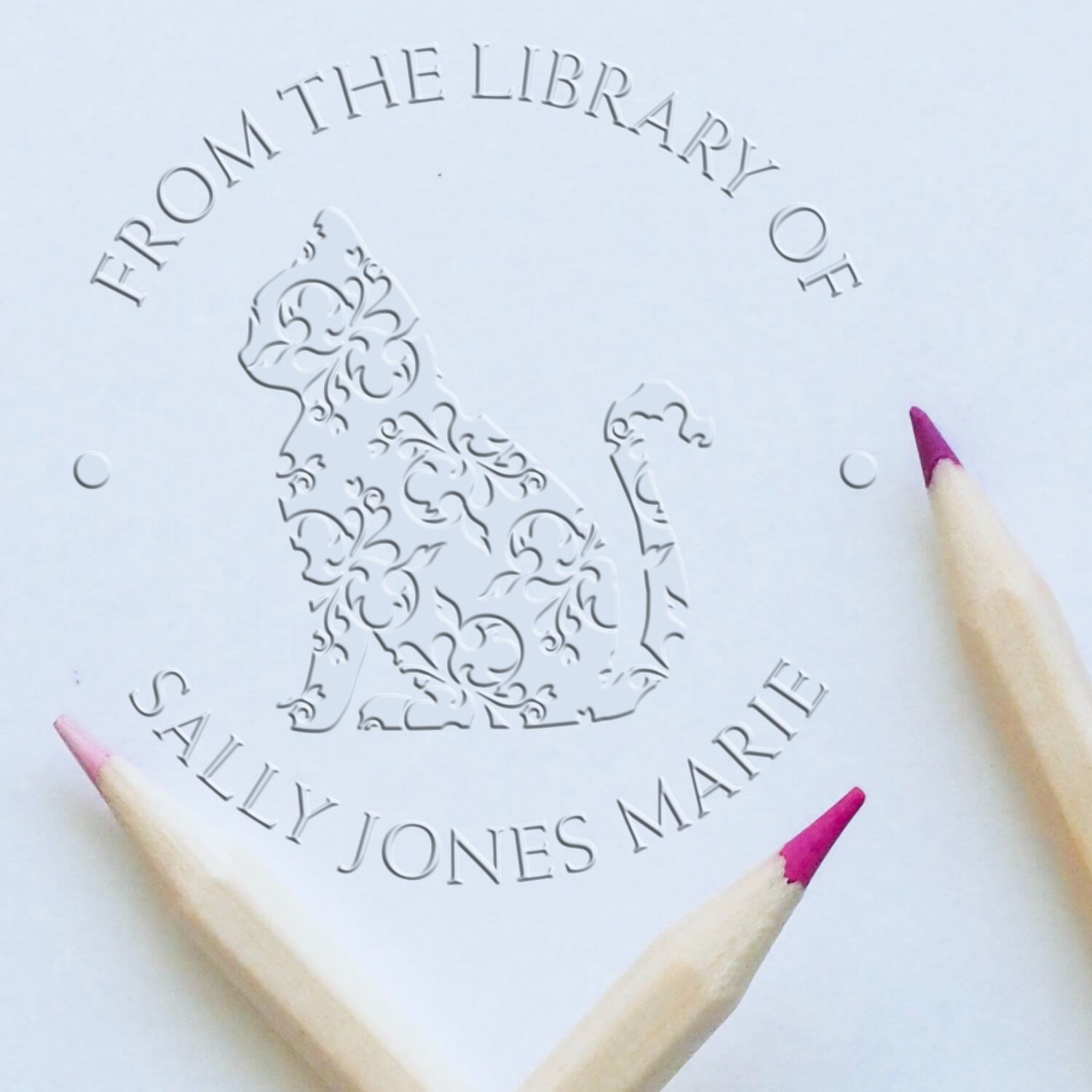 Desk Purr-fect Purrs Custom Name Embossing Stamp - Engineer Seal Stamps