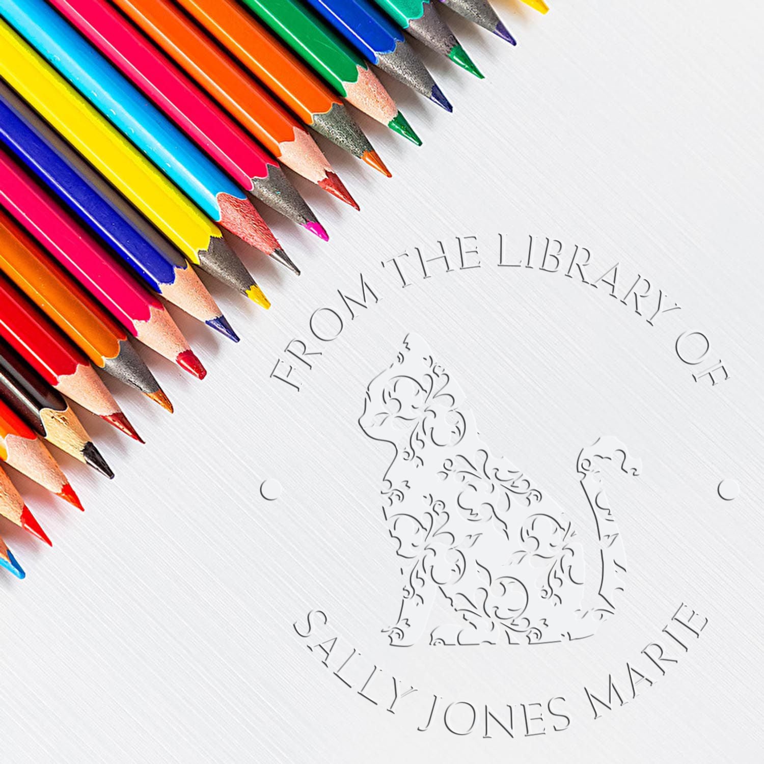 Desk Purr-fect Purrs Custom Name Embossing Stamp - Engineer Seal Stamps