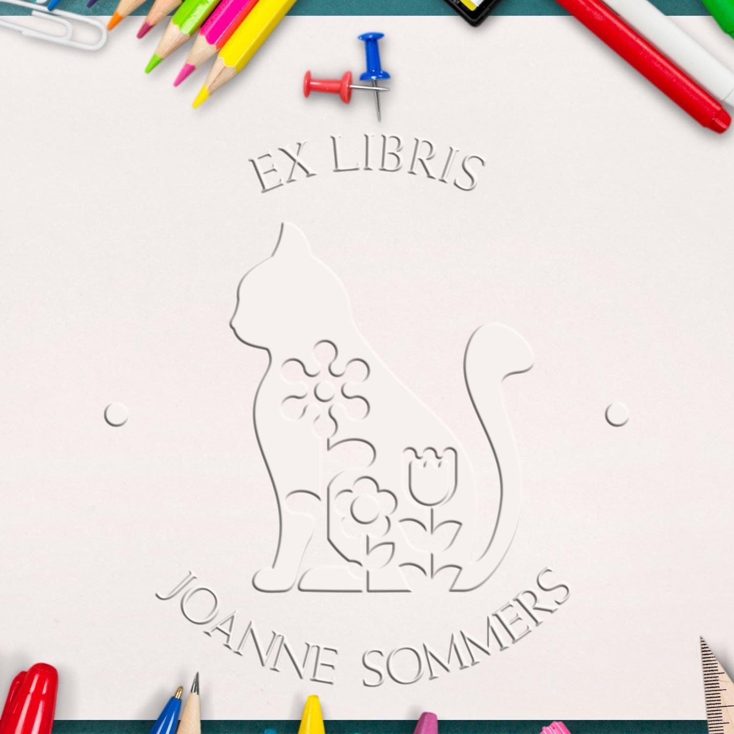 Soft Demure Cat Custom Book Library Paper Embosser