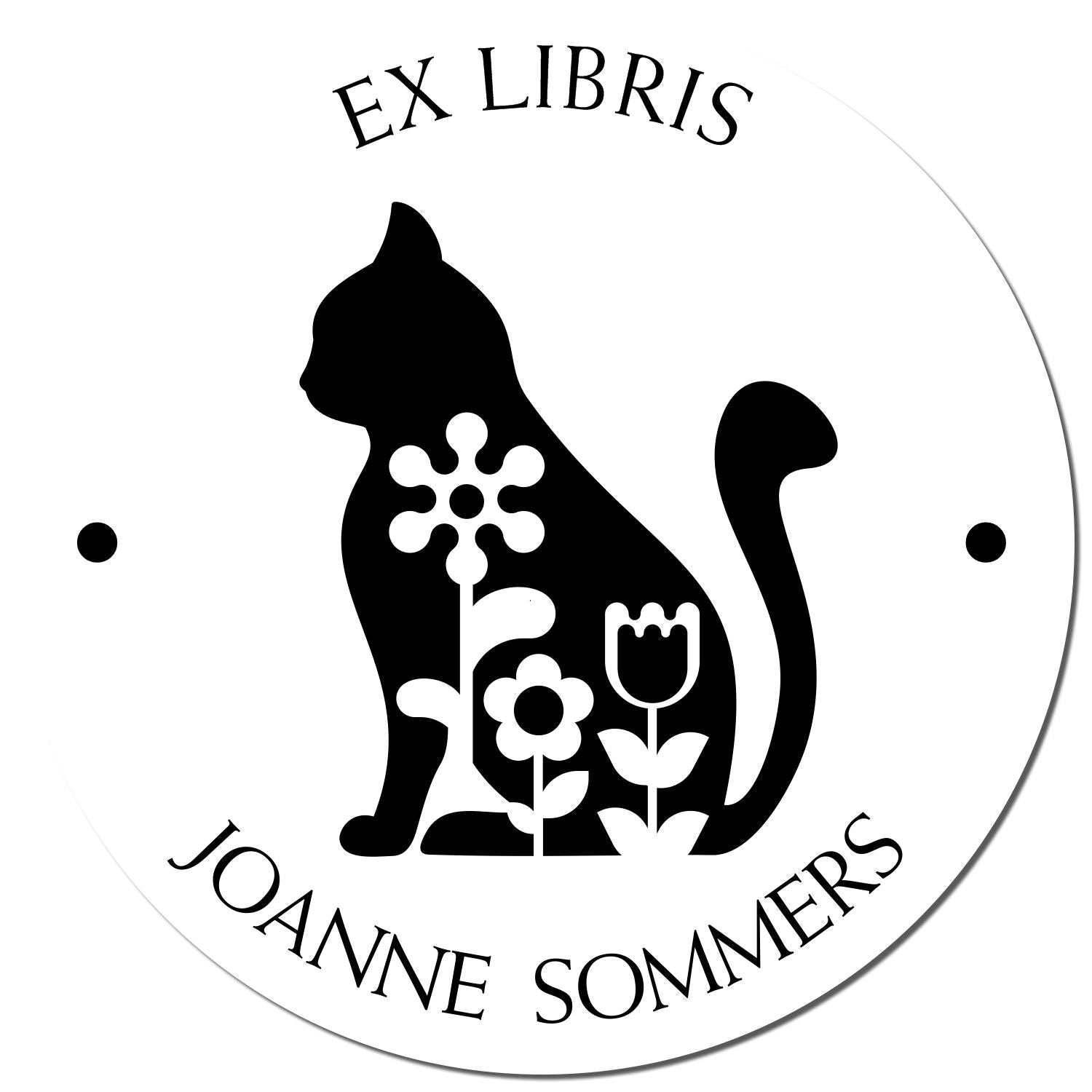 Self-Inking Demure Cat Personalized Bookplate Stamp - Engineer Seal Stamps