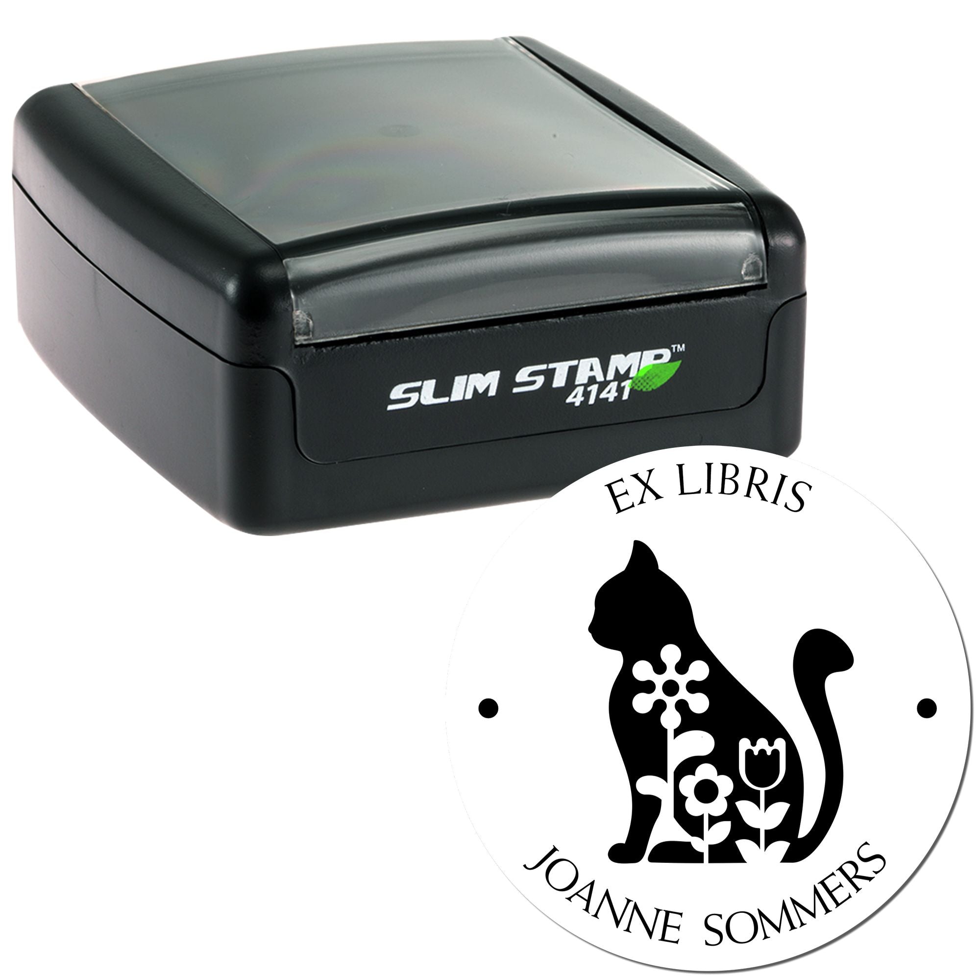 Pre-Inked Demure Cat Book Name Stamp - Engineer Seal Stamps