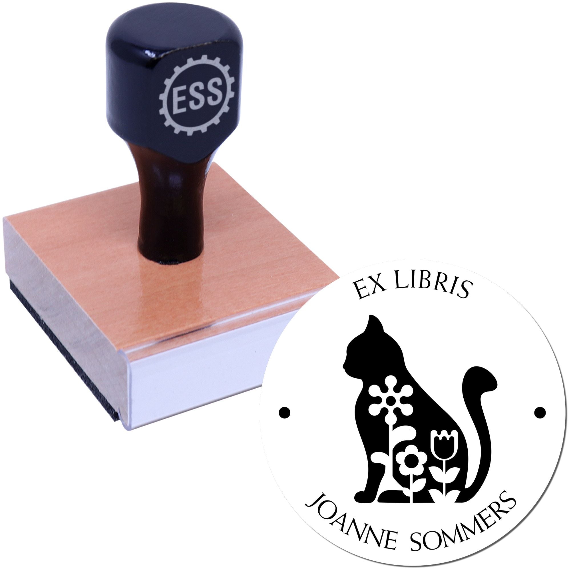 Wood Handle Demure Cat Custom Read It Love It Return It Stamp - Engineer Seal Stamps