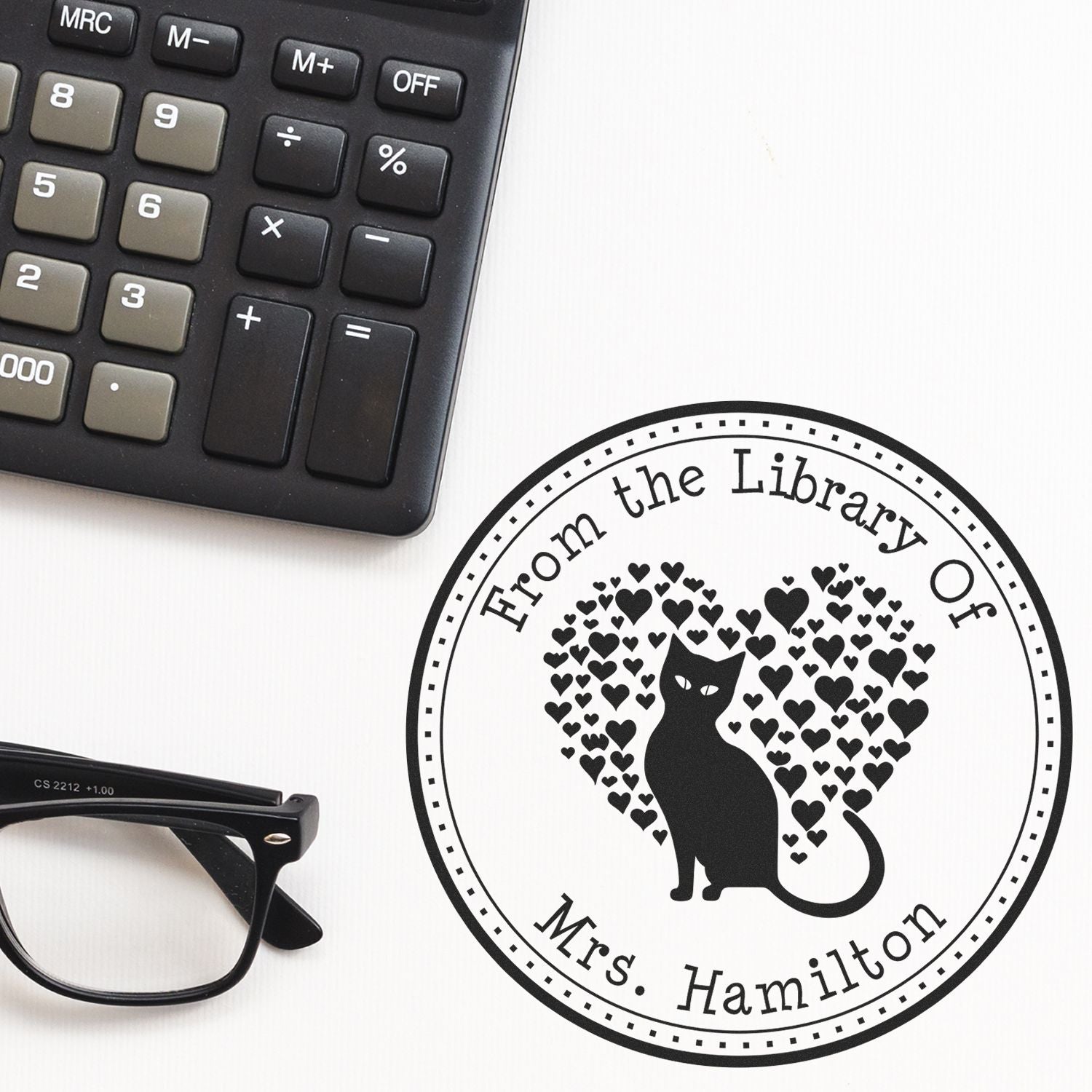 Self-Inking Lithe Kitten Personalized Bookworm Stamp - Engineer Seal Stamps