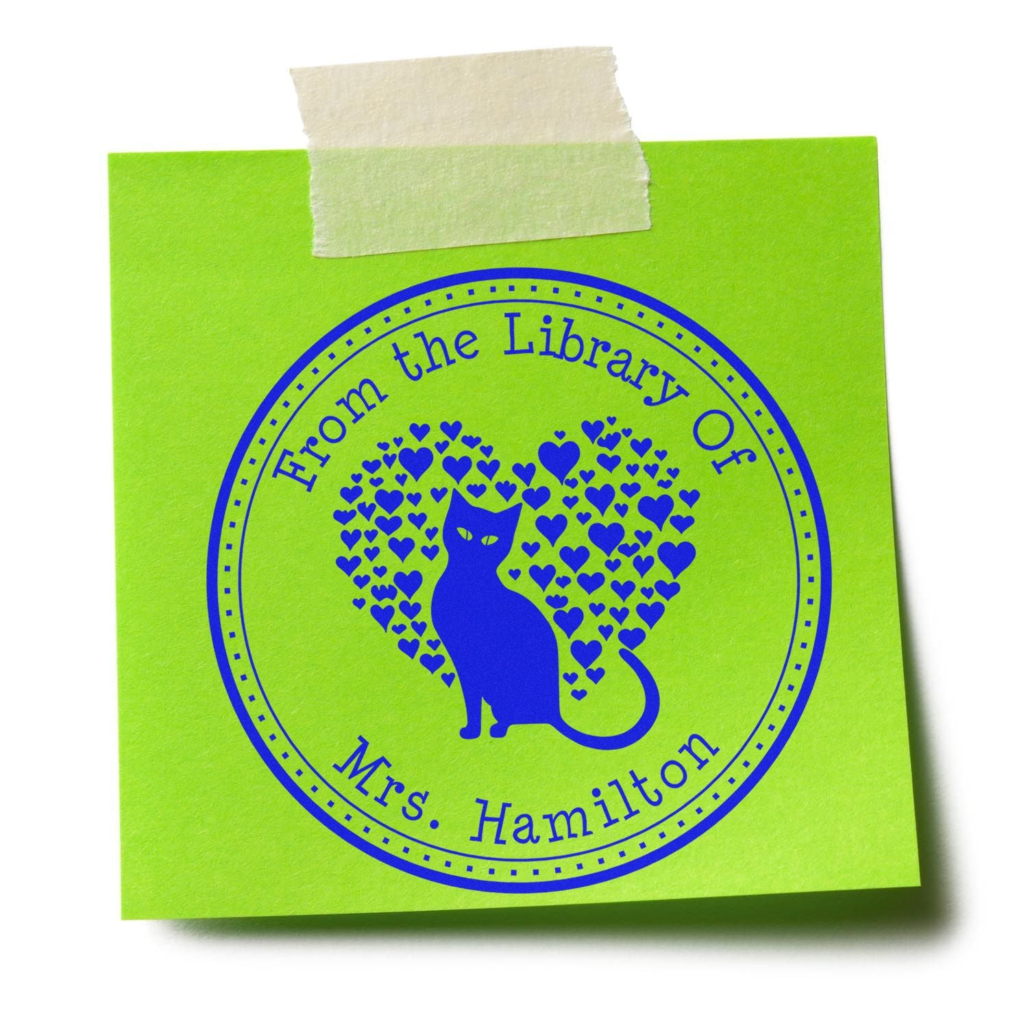 Pre-Inked Lithe Kitten Book Ownership Stamp - Engineer Seal Stamps