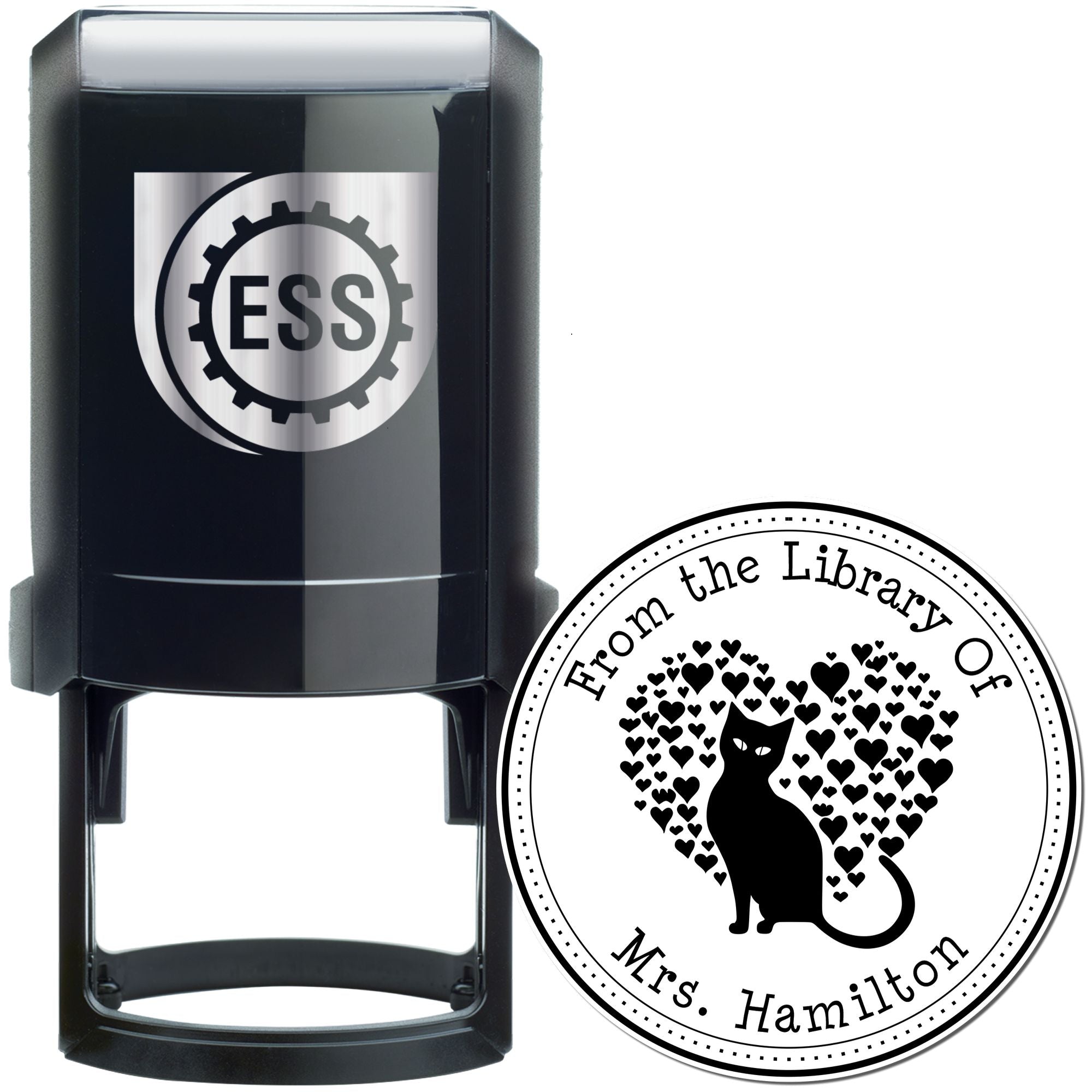 Self-Inking Lithe Kitten Personalized Bookworm Stamp - Engineer Seal Stamps