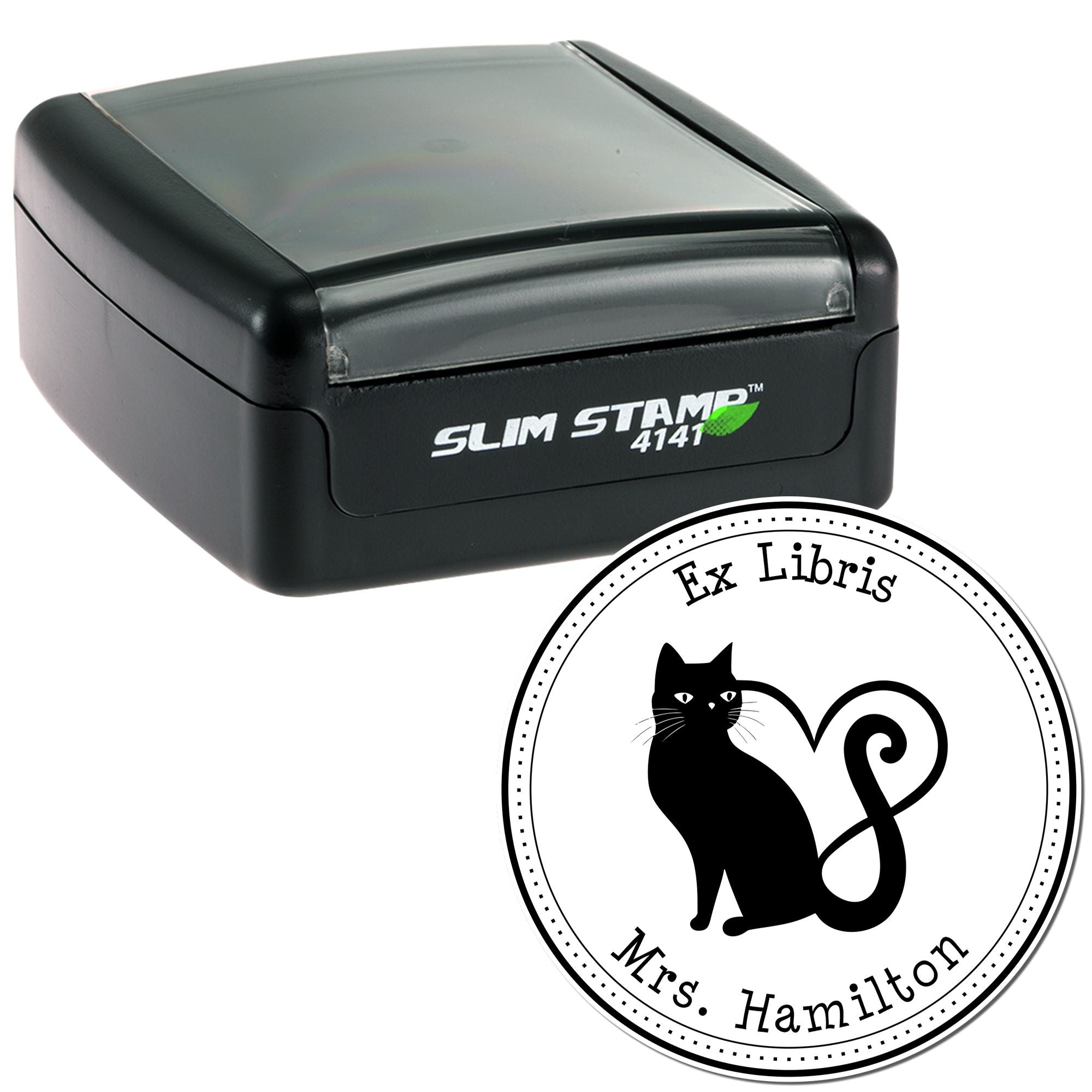 Pre-Inked Energetic Kitty Book Ownership Label Stamp - Engineer Seal Stamps