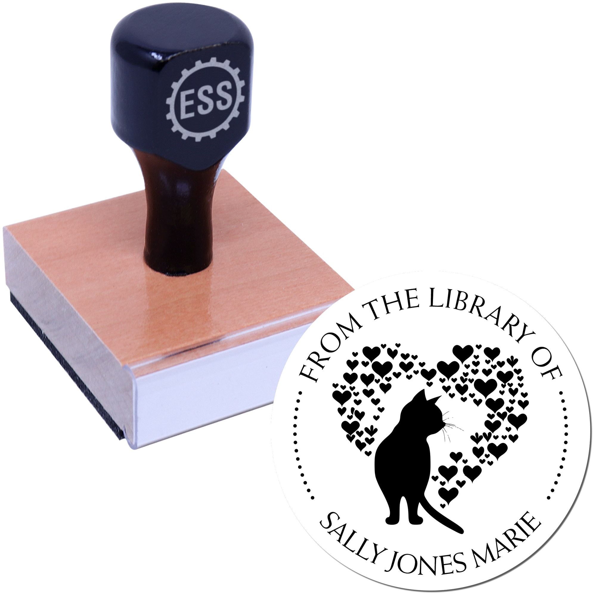 Wood Handle Lovely Cat Custom Return It Stamp - Engineer Seal Stamps