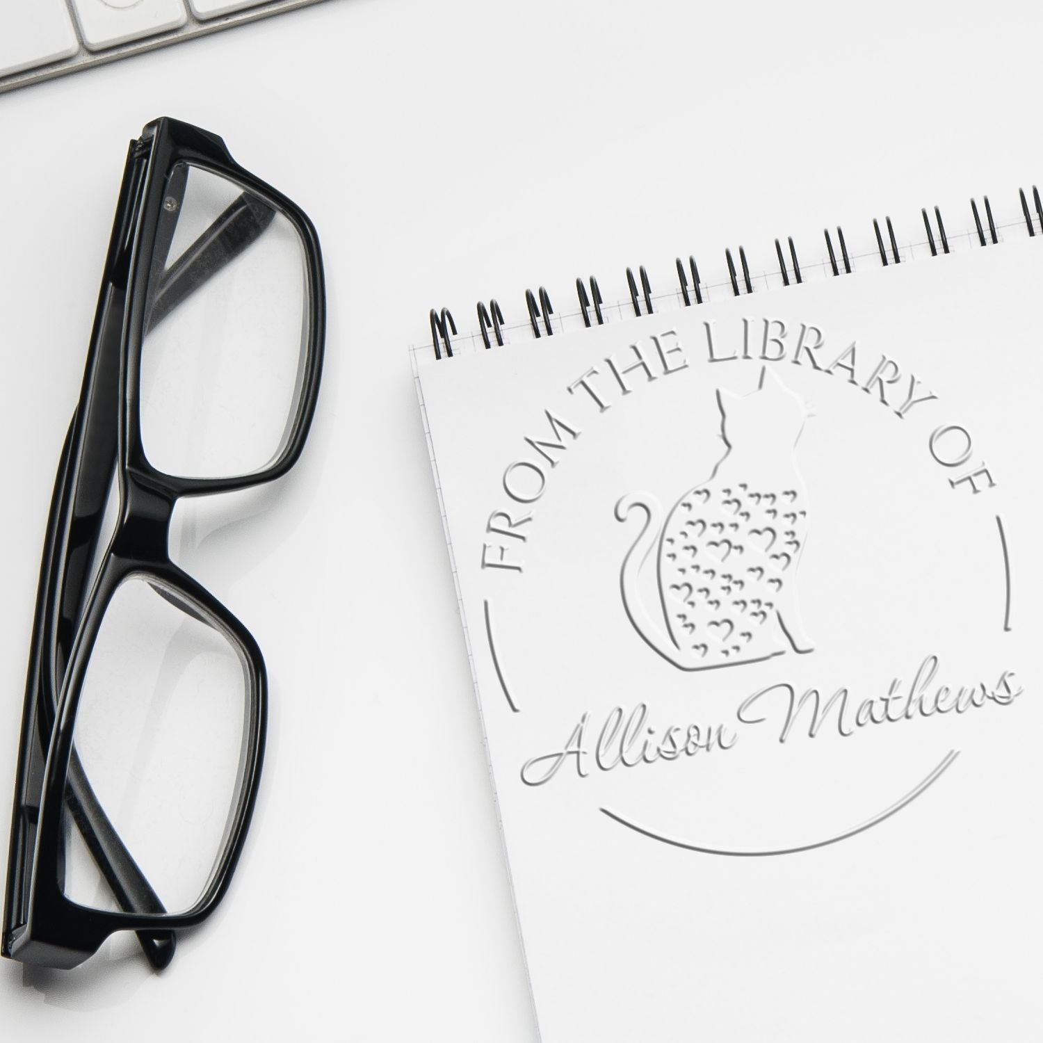 Soft Sensible Cat Custom Book Lover Embossing Seal