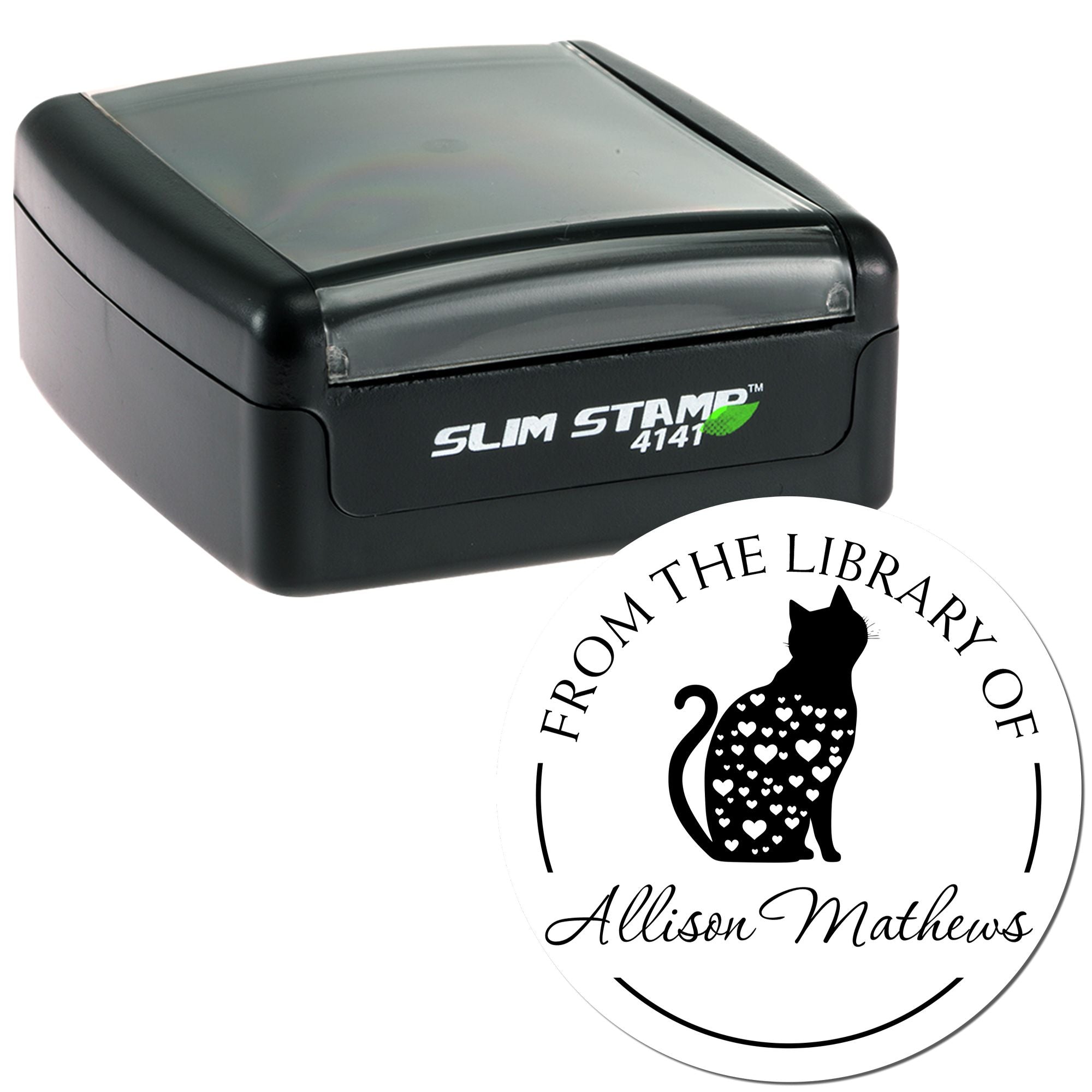 Pre-Inked Sensible Cat Bookplate Stamp - Engineer Seal Stamps