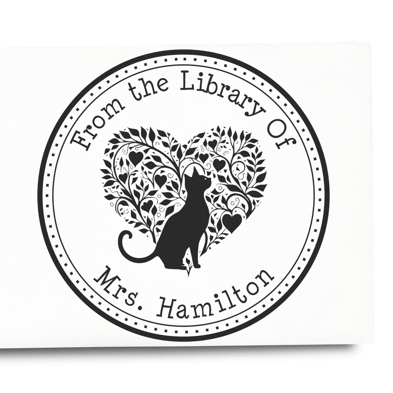 Self-Inking Comforting Kitty Personalized Library Stamp - Engineer Seal Stamps