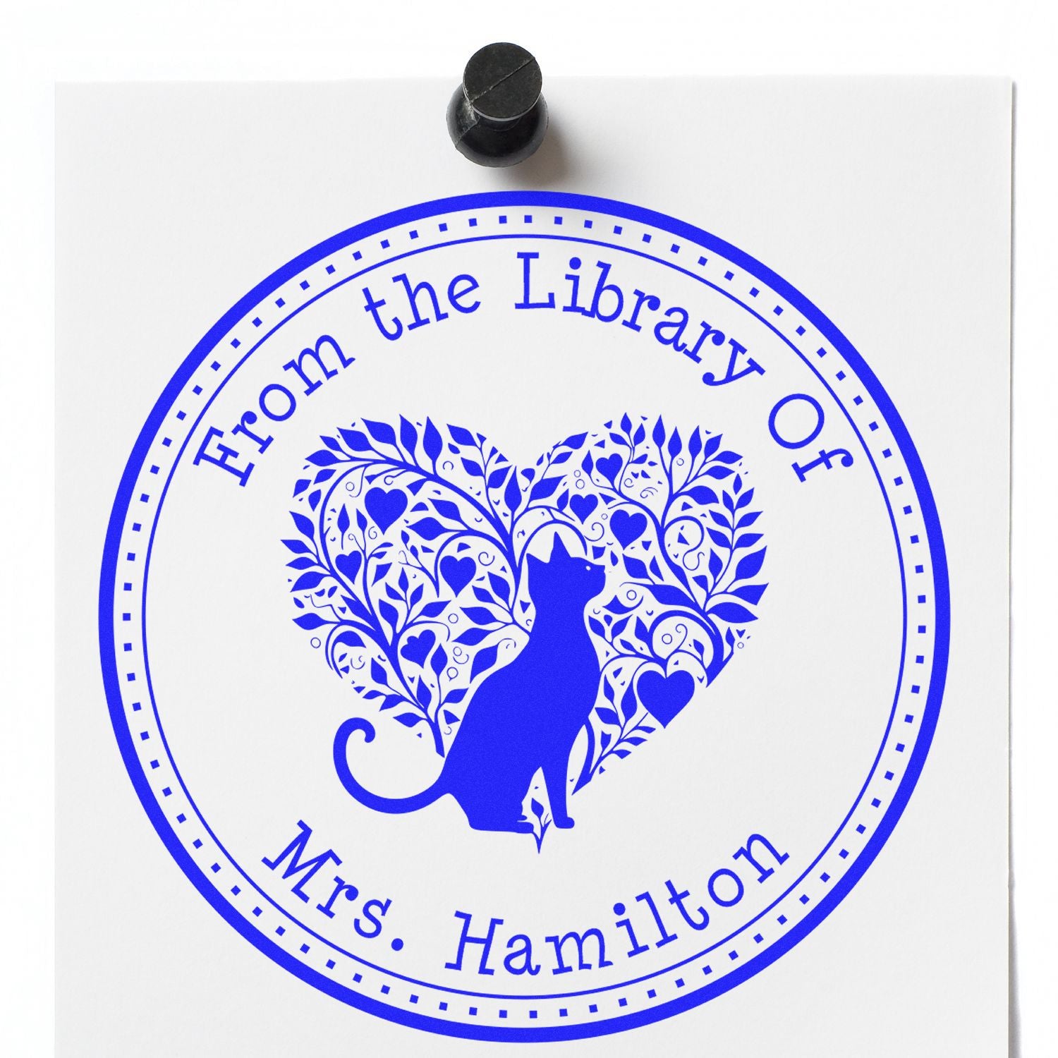 Self-Inking Comforting Kitty Personalized Library Stamp - Engineer Seal Stamps