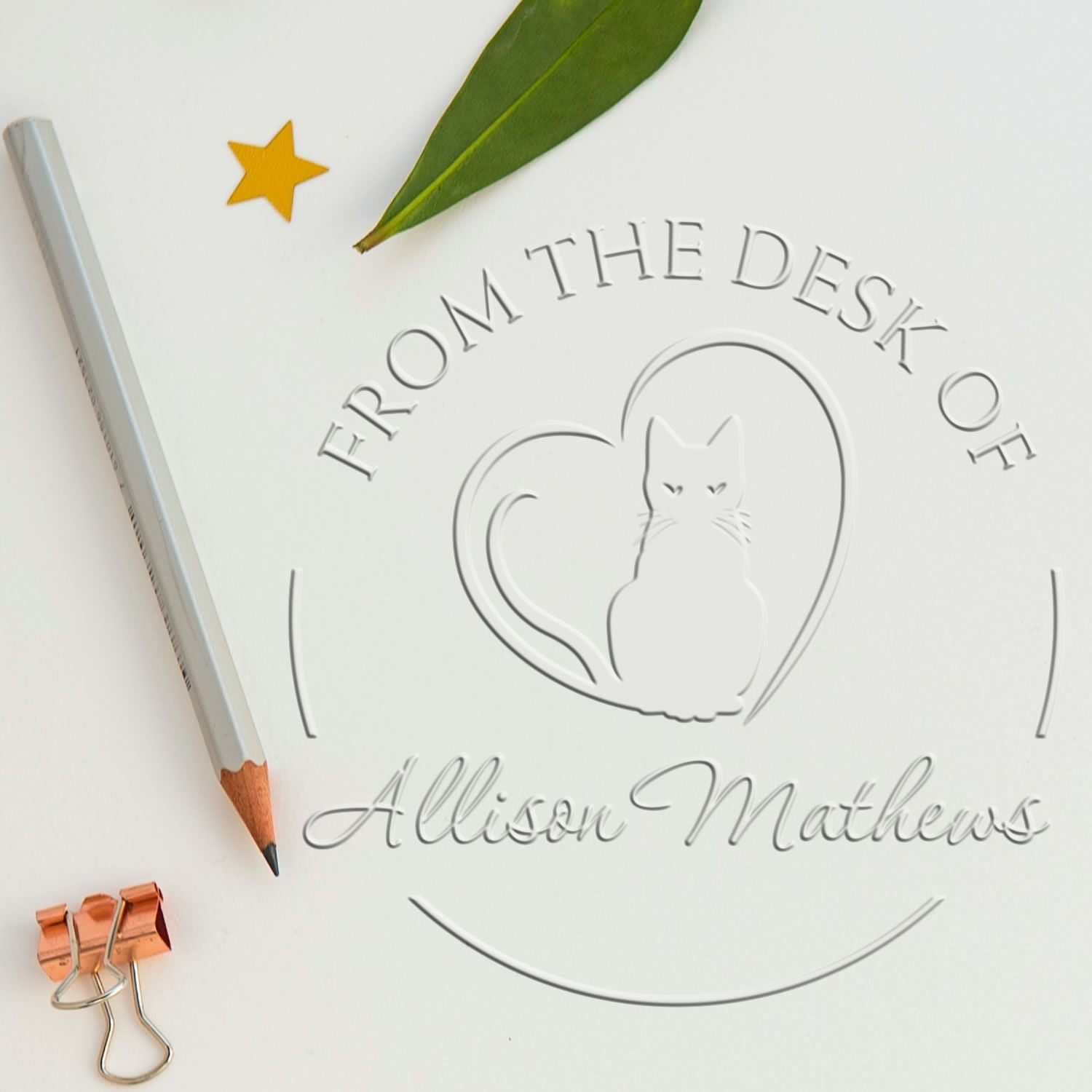 Soft Watchful Kitten Custom Book Lover Seal Press - Engineer Seal Stamps