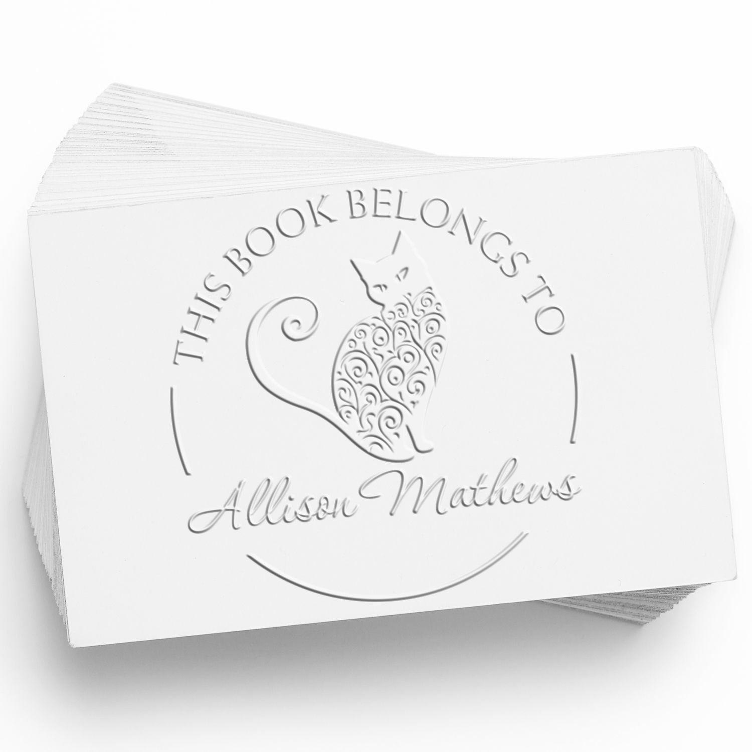 Soft Spry Kitten Custom Book Name Embossed Stamp