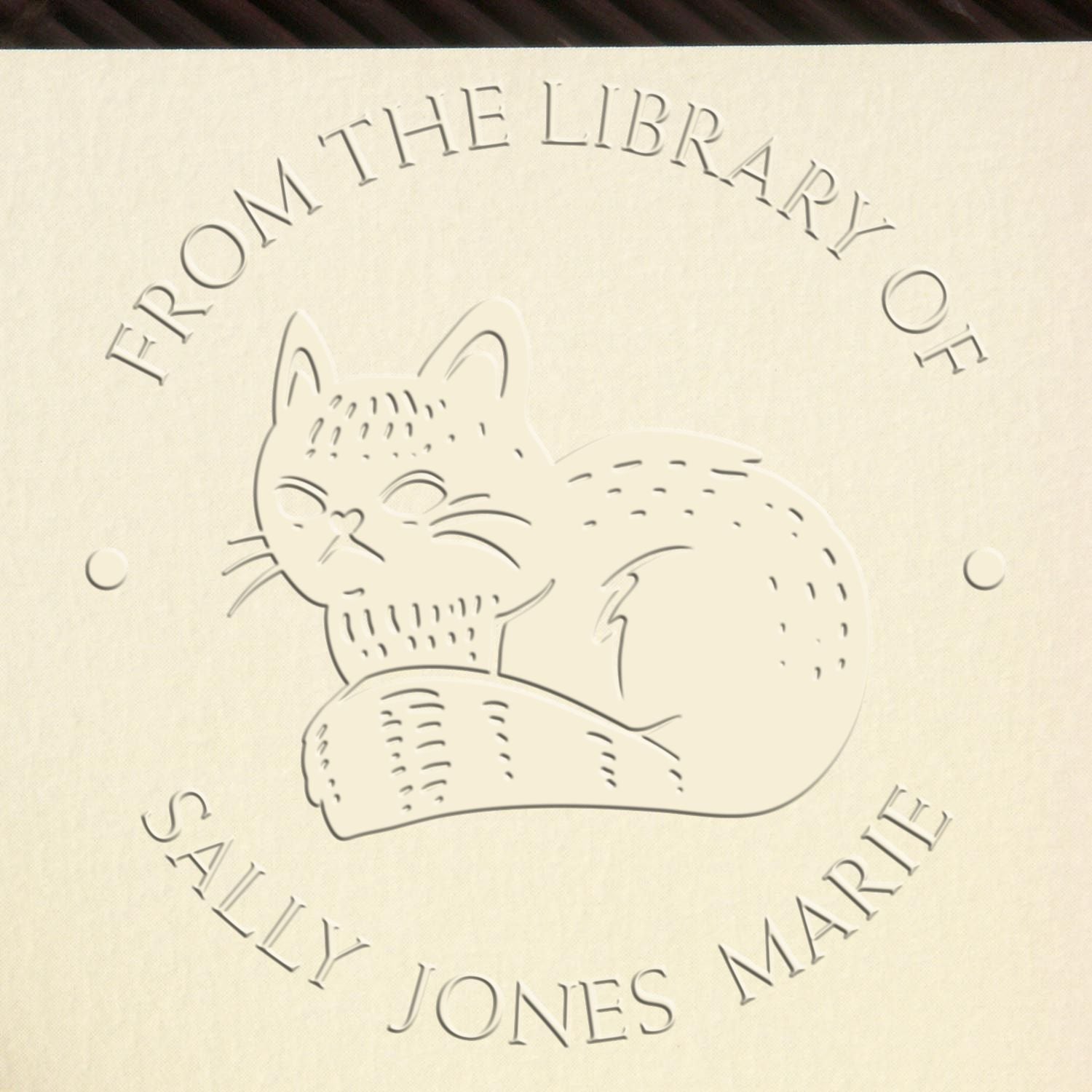 Soft Expressive Cat Custom Book Name Embosser