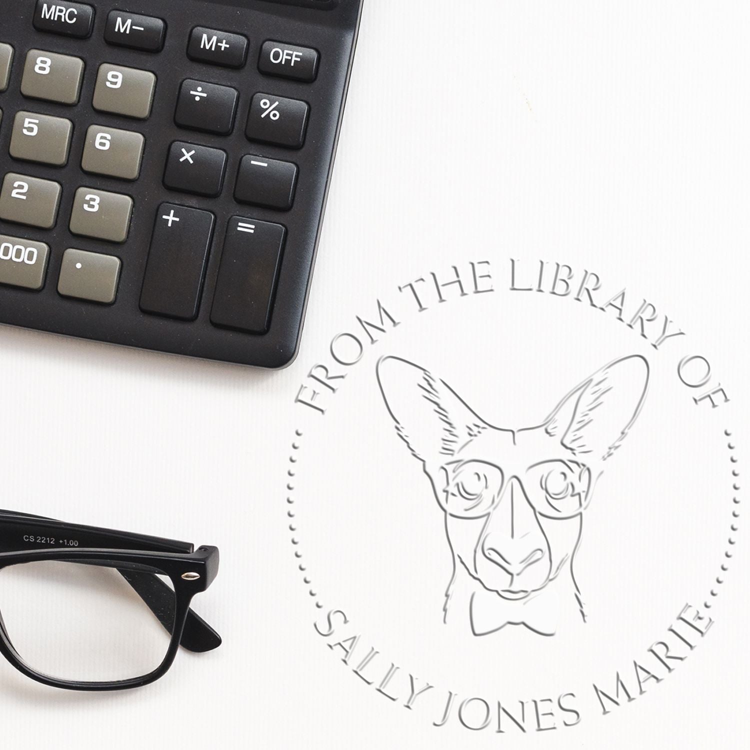 Soft Kind Kangaroo Customized Ex Libris Library Embosser