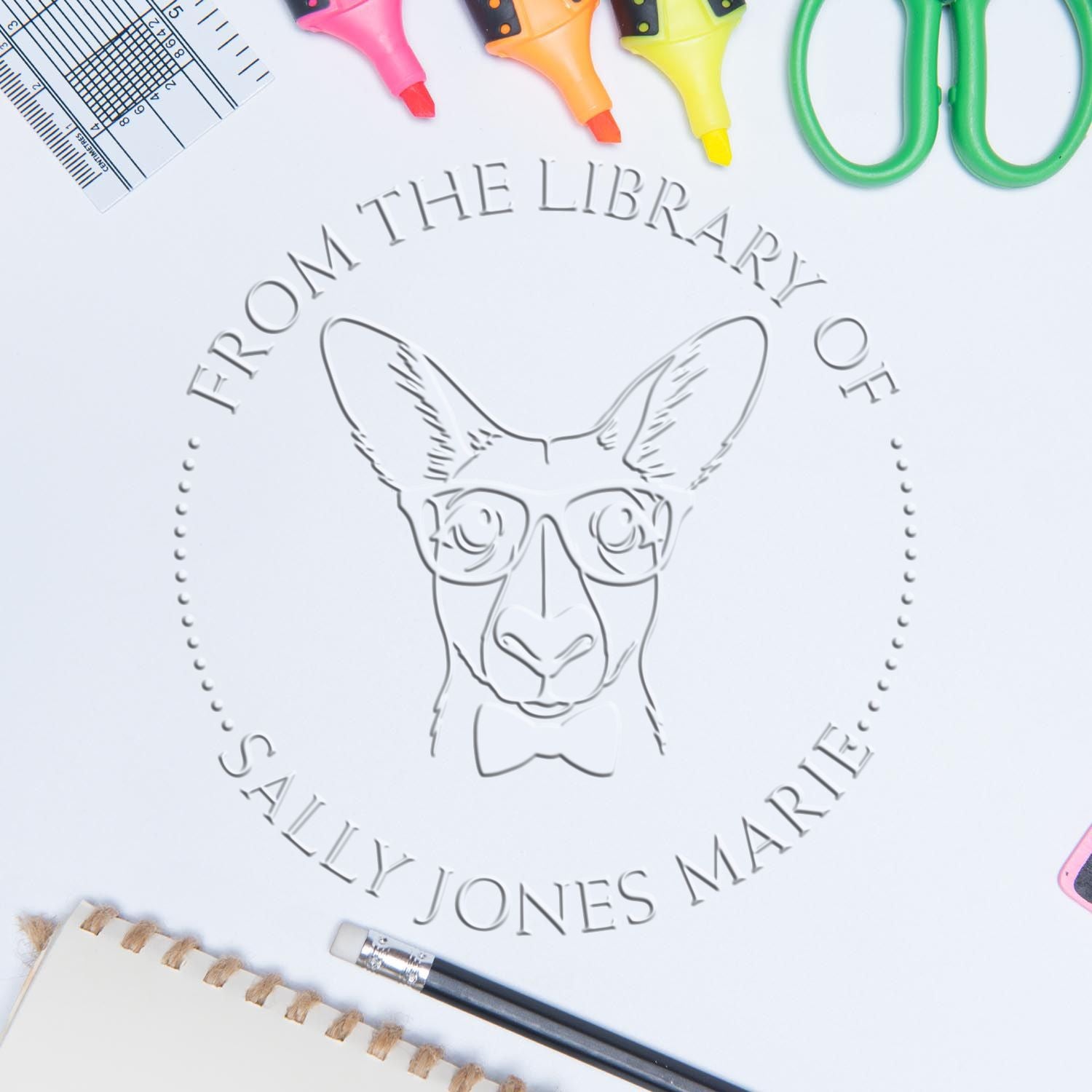 Soft Kind Kangaroo Customized Ex Libris Library Embosser - Engineer Seal Stamps