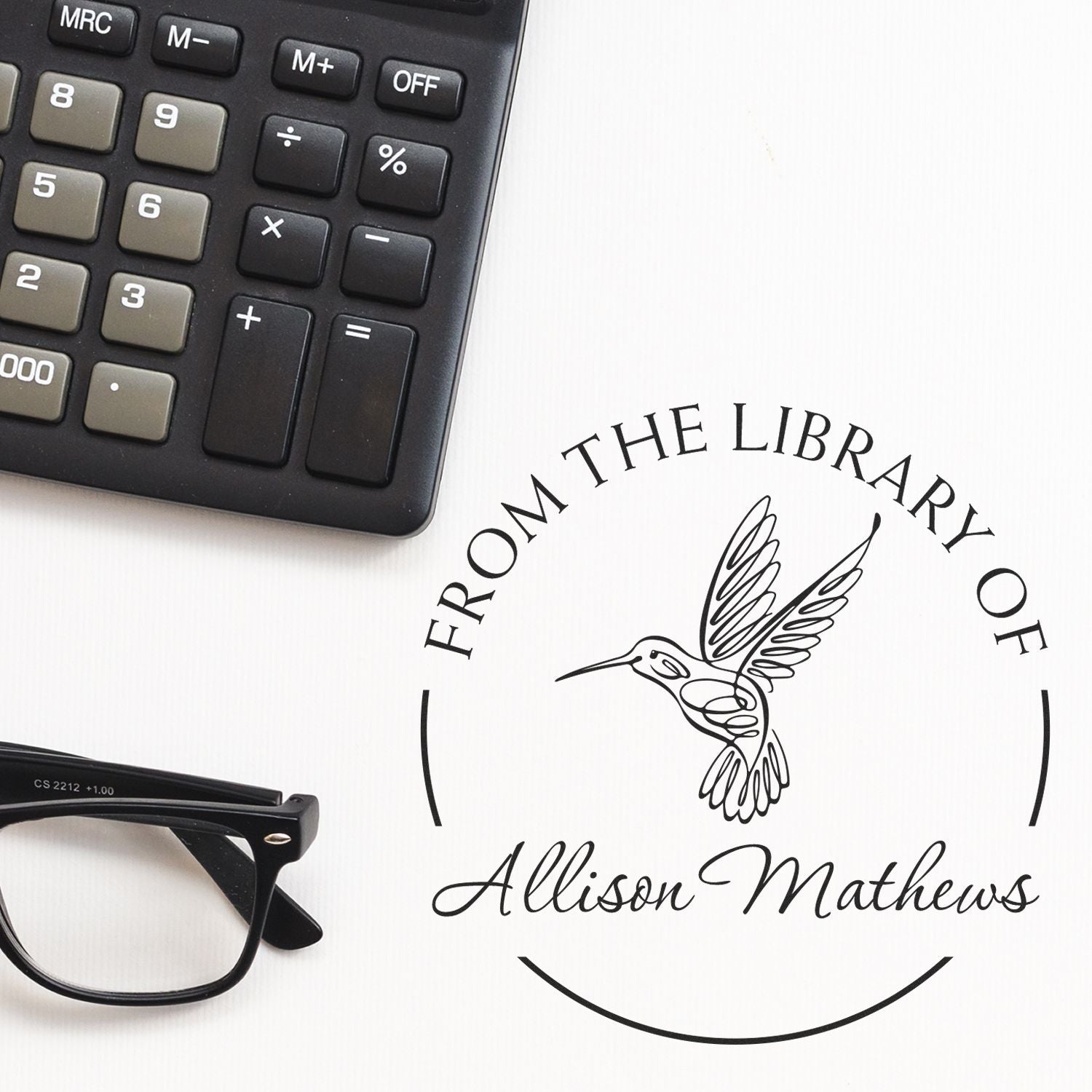 Slim Pre-Inked Majestic Hummingbird Custom-Made Belongs To The Library Of Stamp - Engineer Seal Stamps