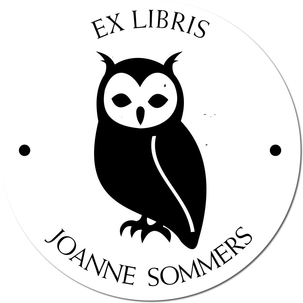 Wood Handle Nocturnal Owl Customizable Bookplate Maker Stamp - Engineer Seal Stamps