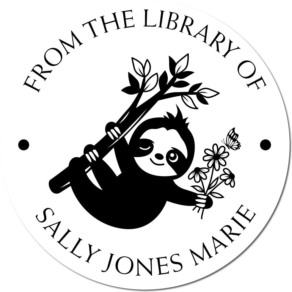 Wood Handle Social Sloth Customizable Library Gift Stamp - Engineer Seal Stamps