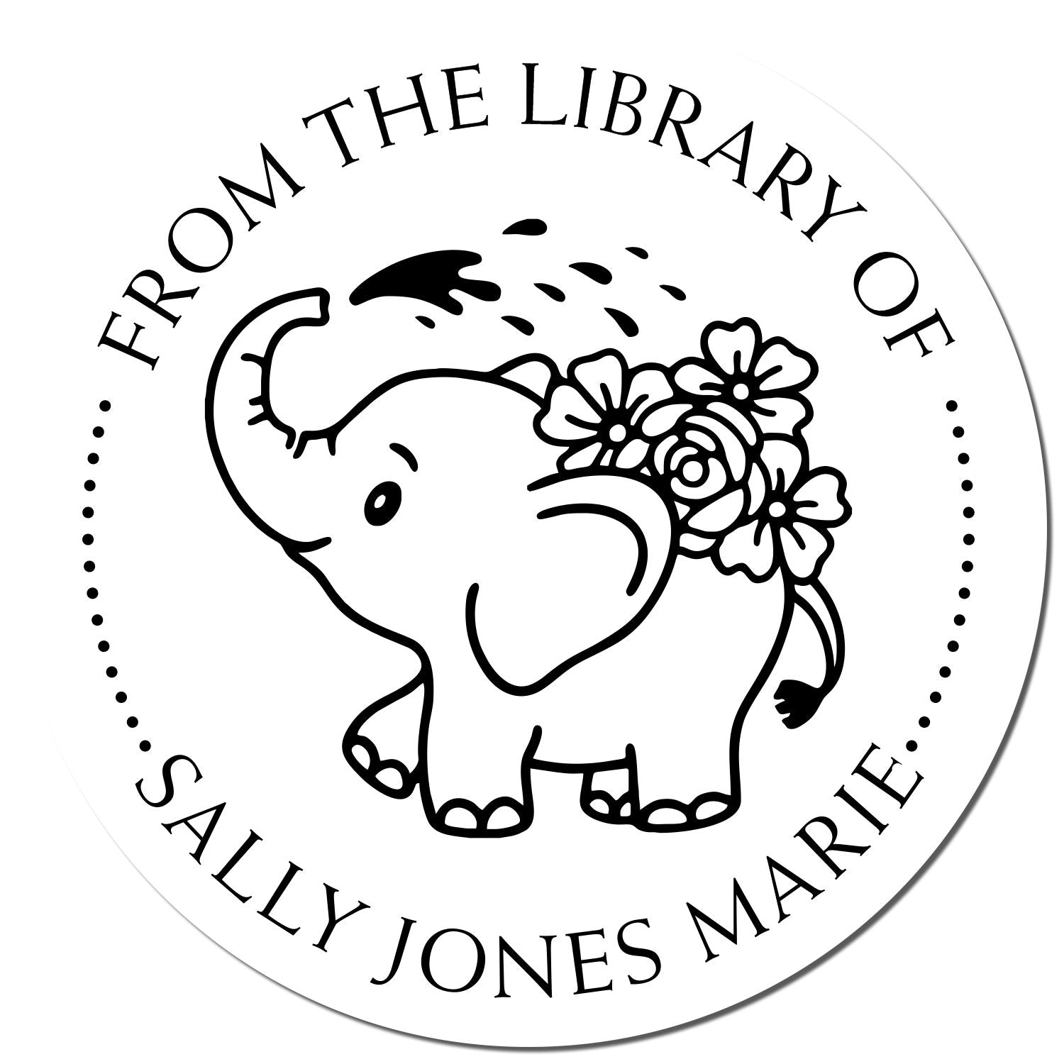 Wood Handle Elegant Elephant Custom Book Property Stamp - Engineer Seal Stamps