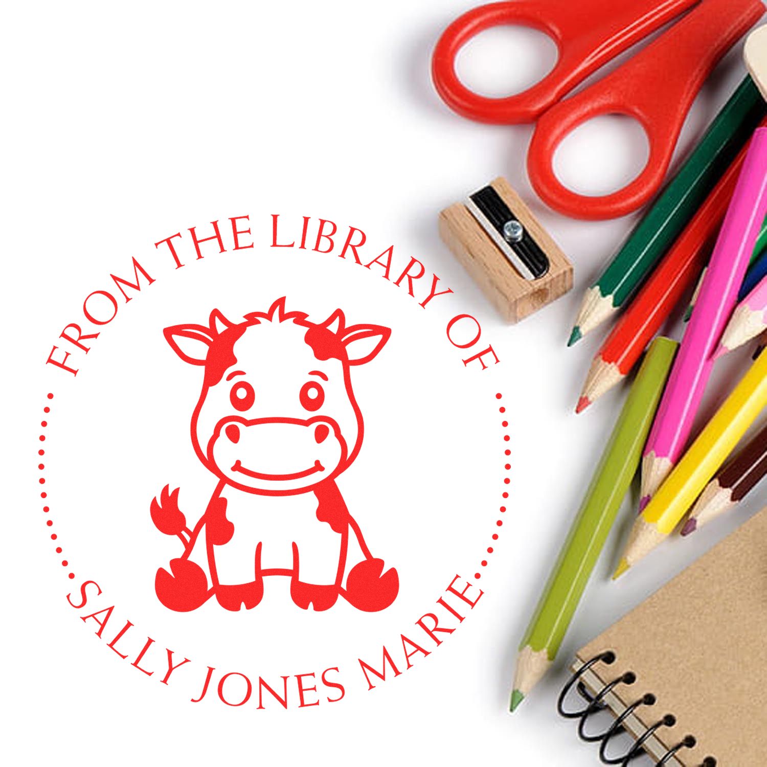 PSI Pre-Inked Cuddly Cow Custom Made Read It Love It Return It Stamper - Engineer Seal Stamps