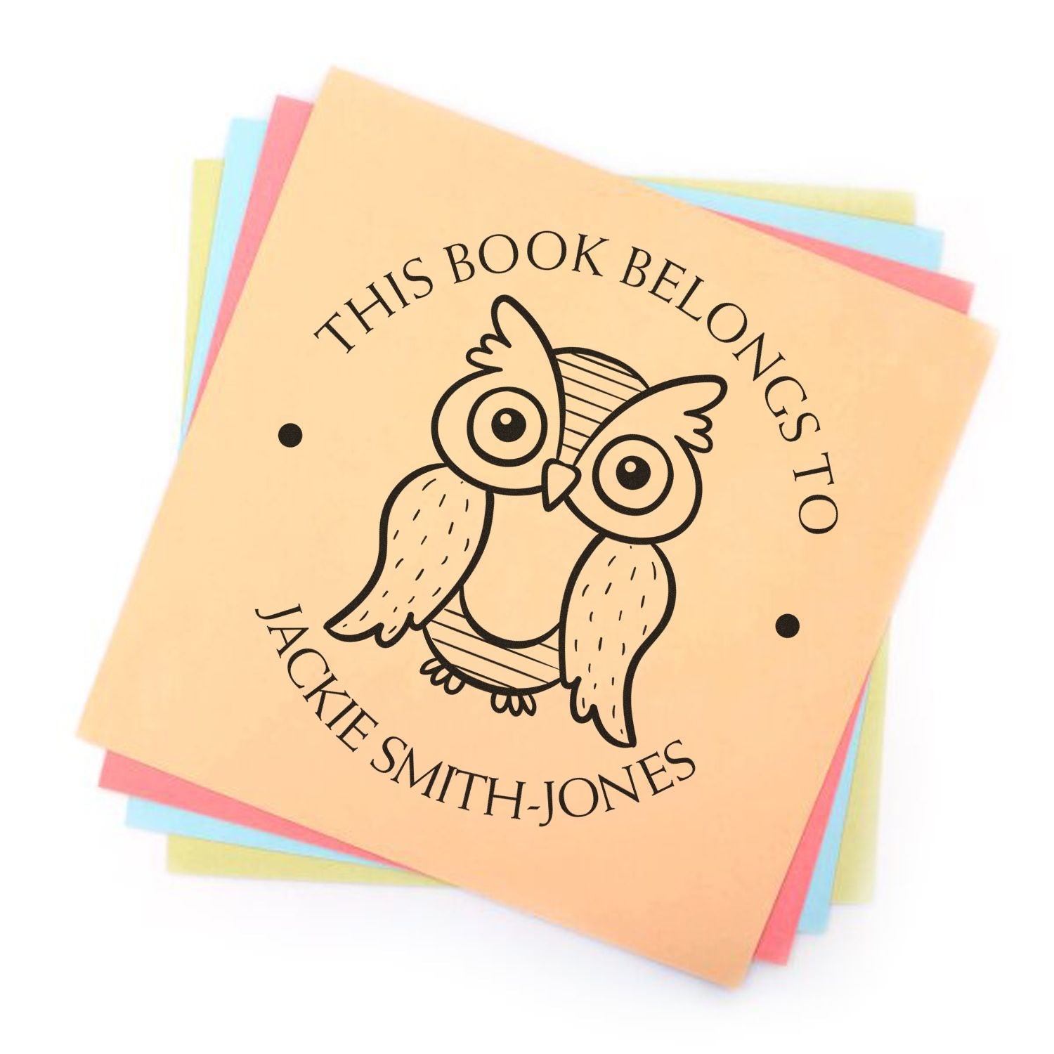 Wood Handle Playful Owl Customized Library Stamper - Engineer Seal Stamps