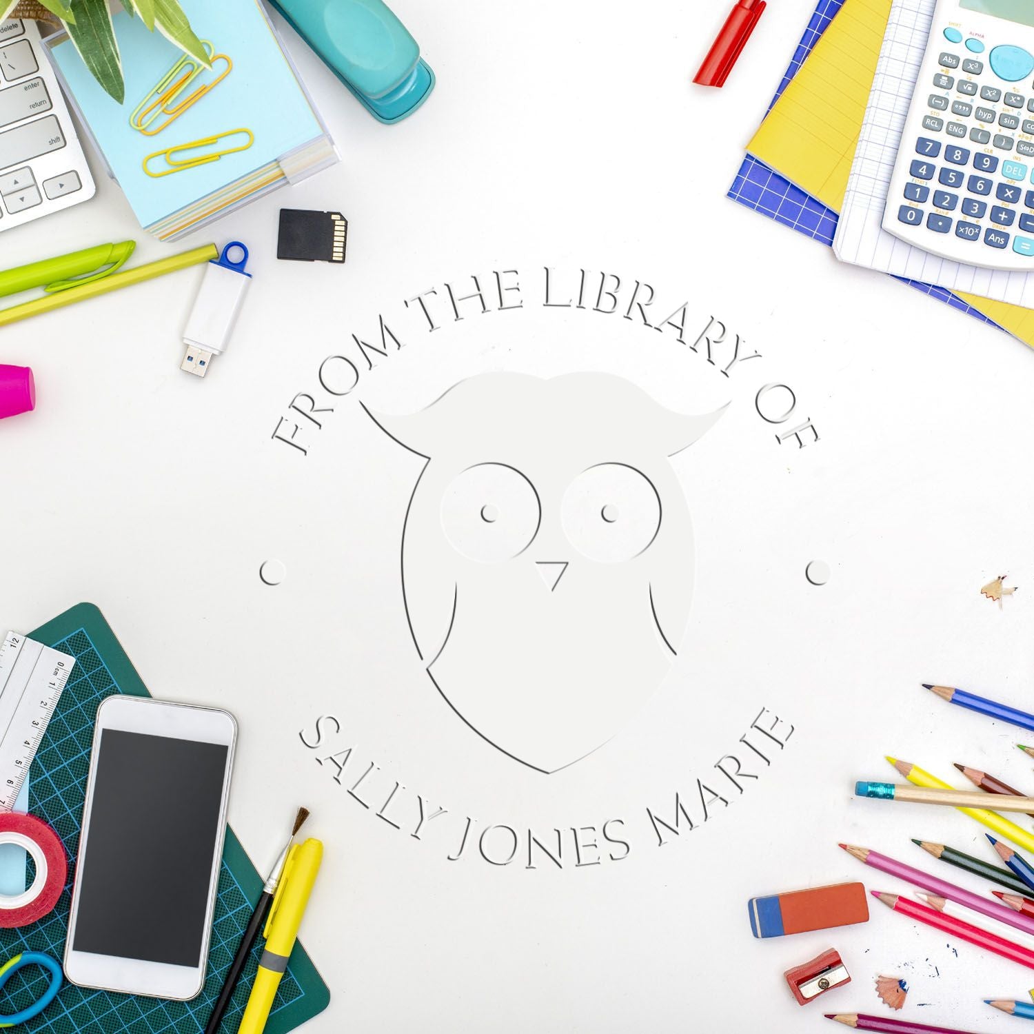 Desk Solitary Owl Personalized Read It Embossing Seal - Engineer Seal Stamps