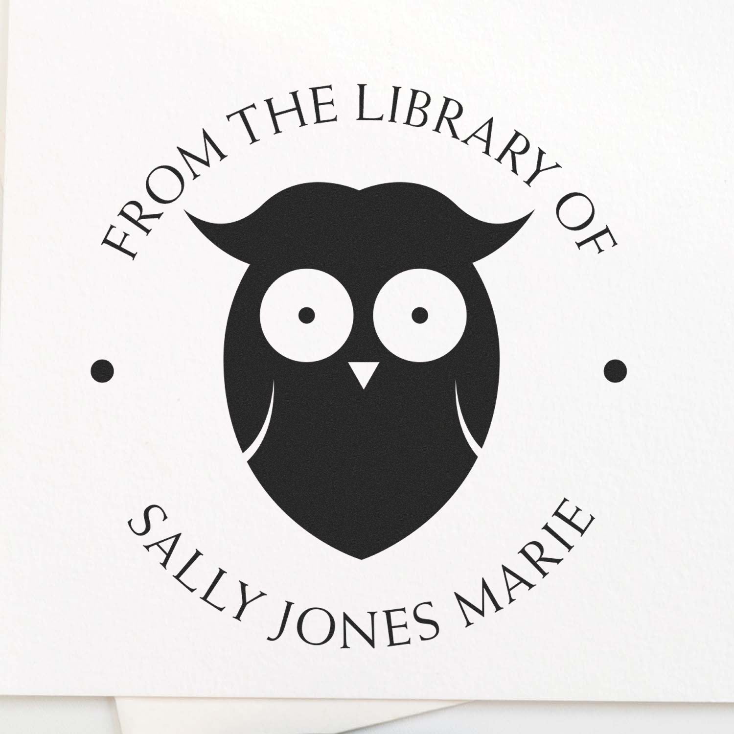 Wood Handle Solitary Owl Customized Library Collection Stamper