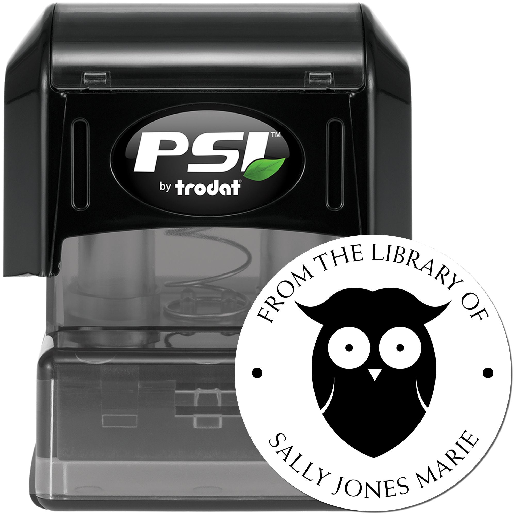 PSI Pre-Inked Solitary Owl Custom Made Book Stamper - Engineer Seal Stamps