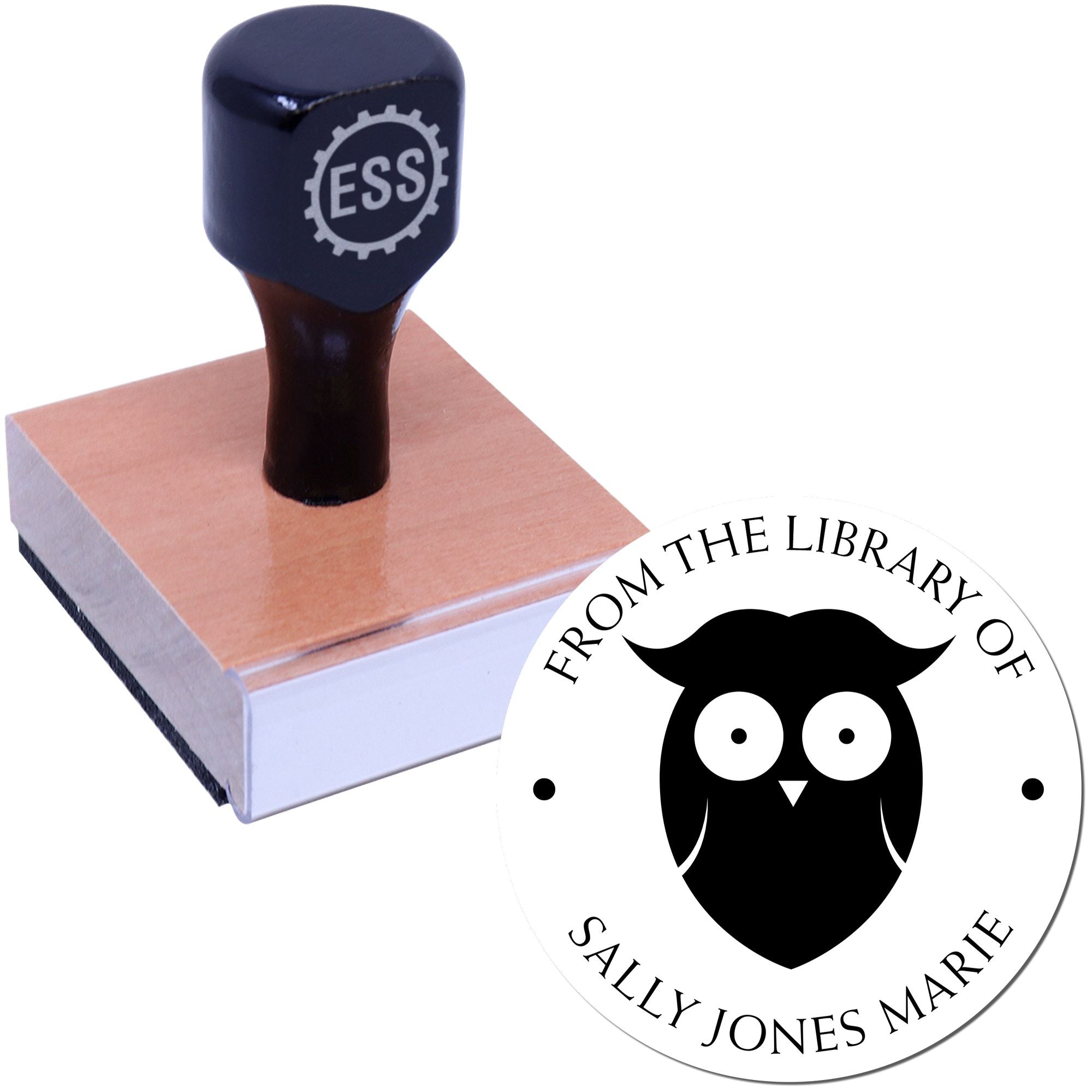 Wood Handle Solitary Owl Customized Library Collection Stamper