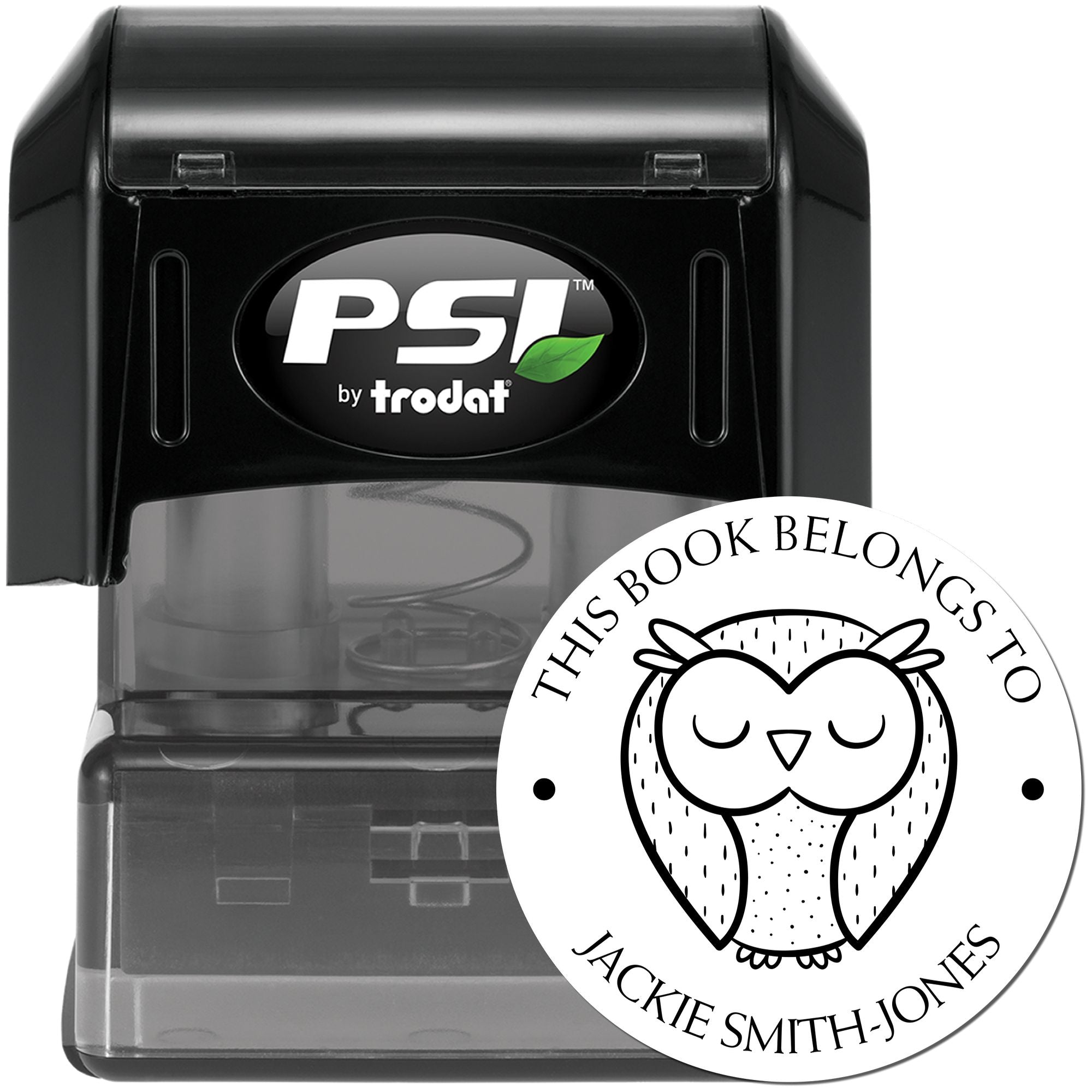 PSI Pre-Inked Sleepy Owl Custom Made Book Belongs to Stamper - Engineer Seal Stamps