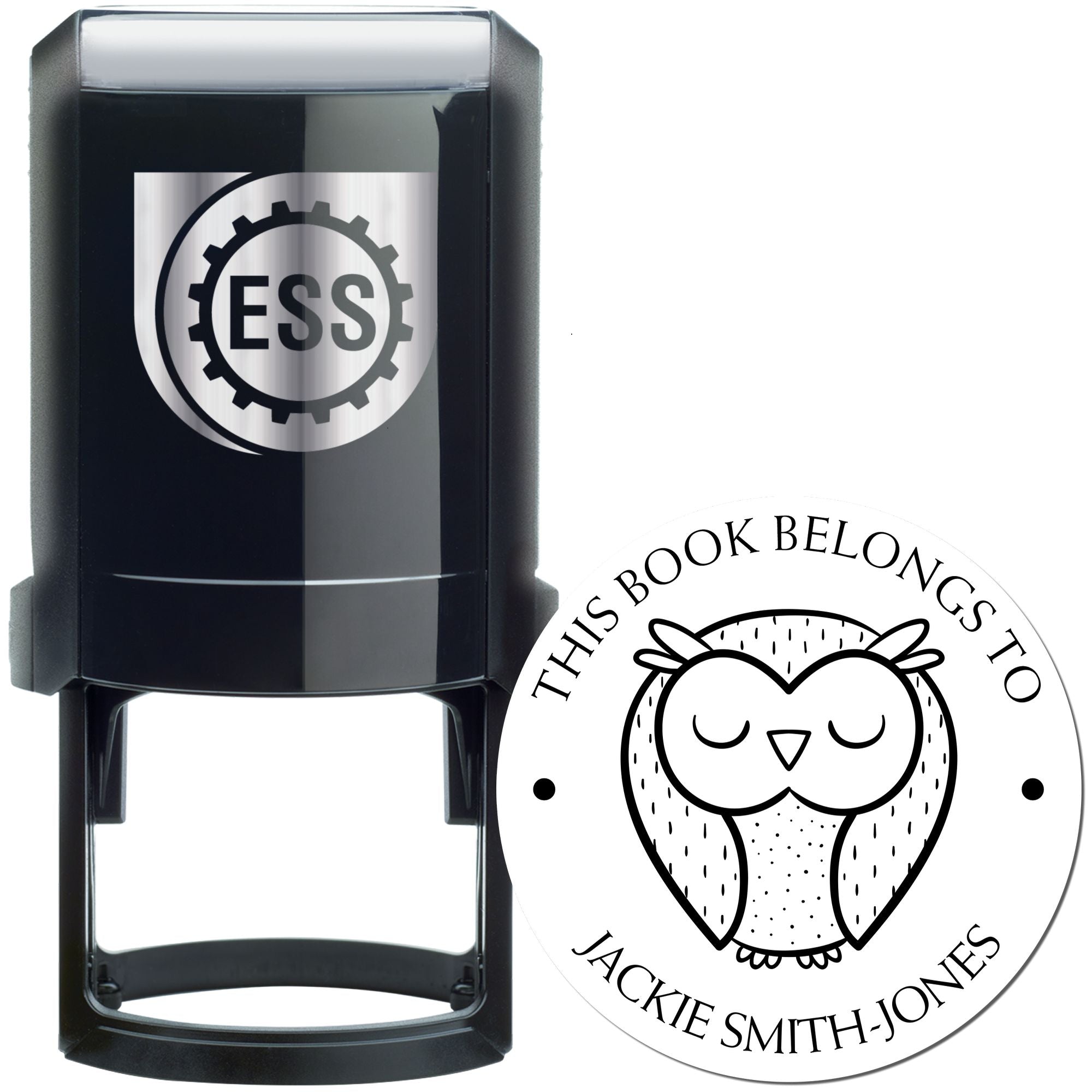 Self-Inking Sleepy Owl Custom Book Property Stamper - Engineer Seal Stamps