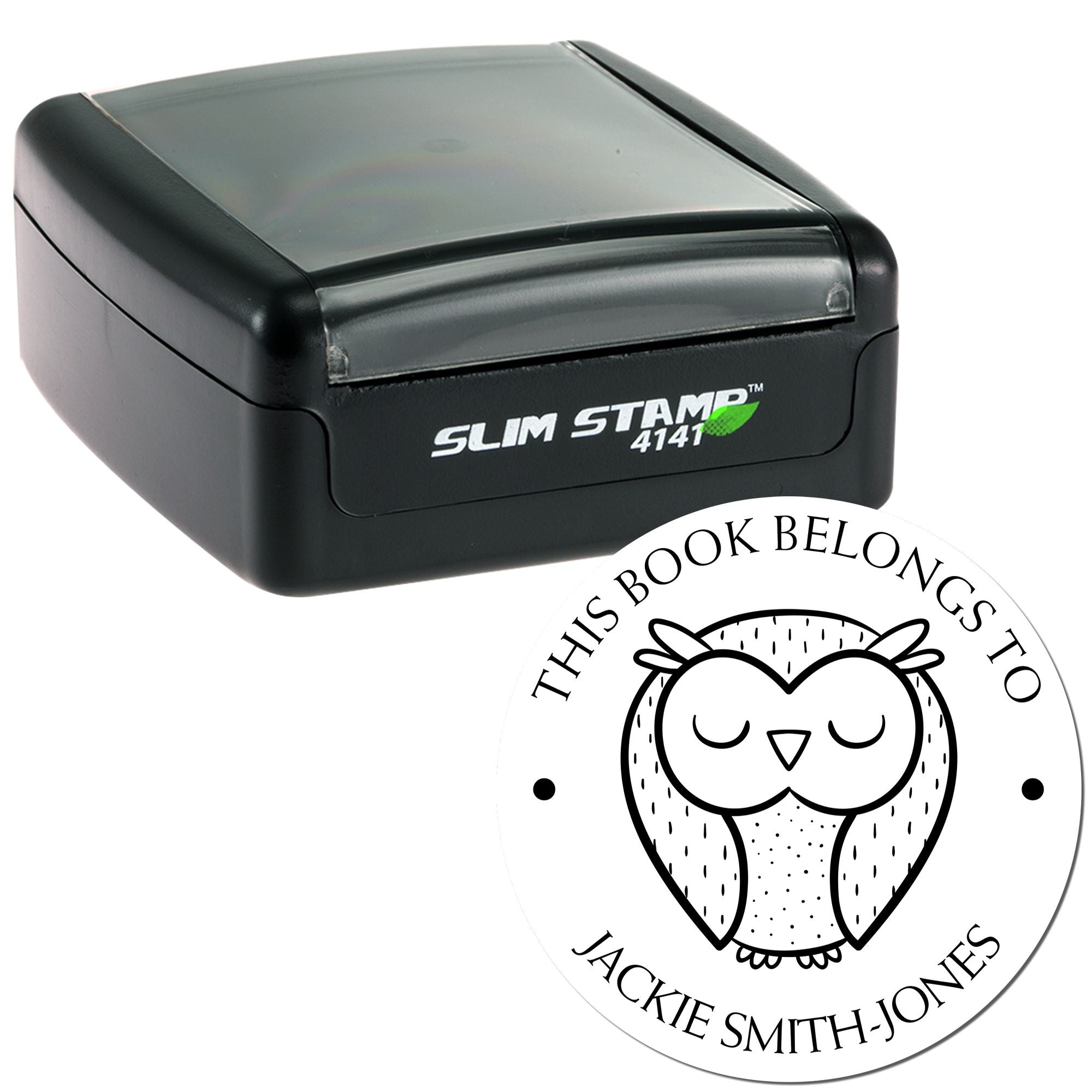 Pre-Inked Sleepy Owl Custom Made Read It Love It Return It Stamper - Engineer Seal Stamps