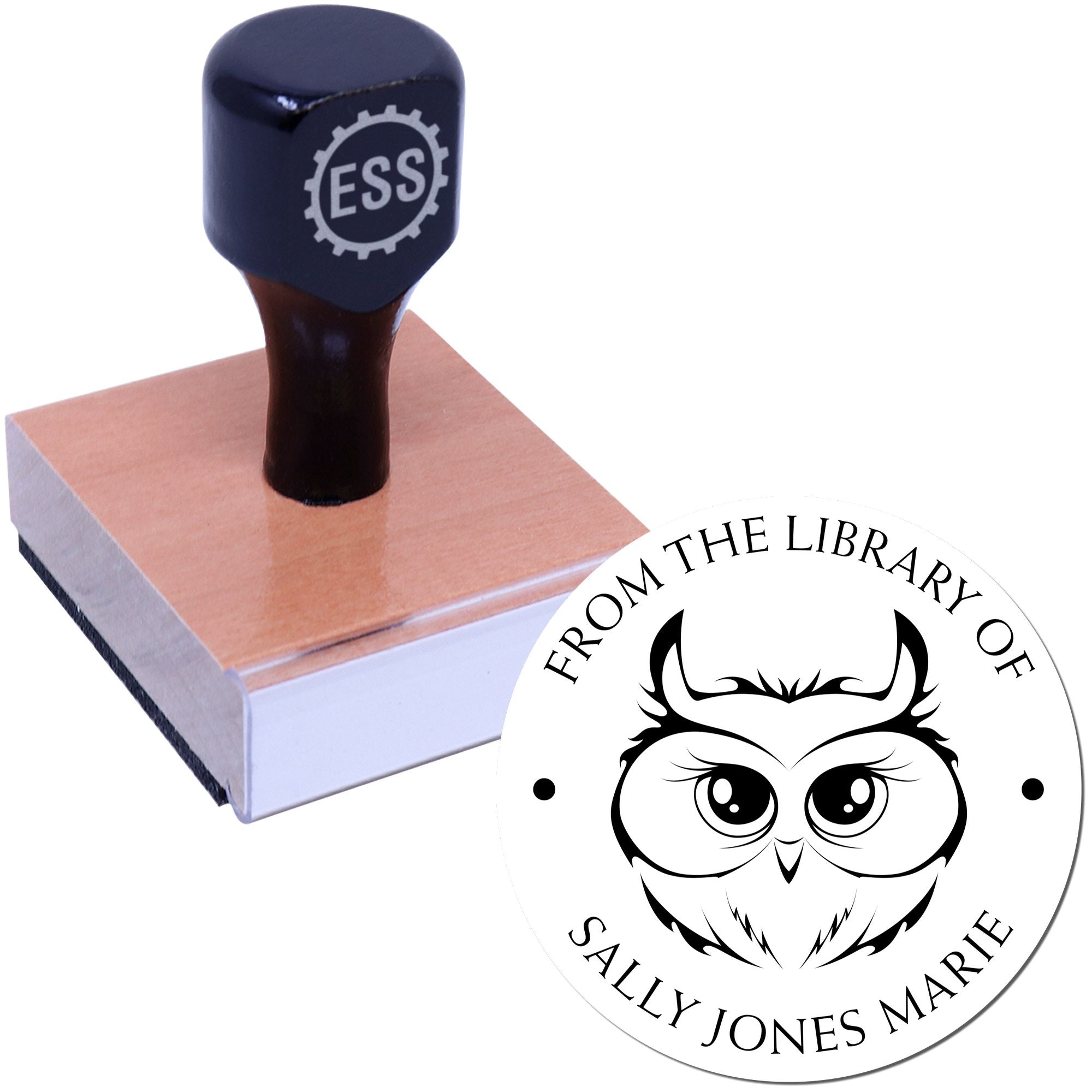 Wood Handle Beautiful Owl Customized Library Of Stamp