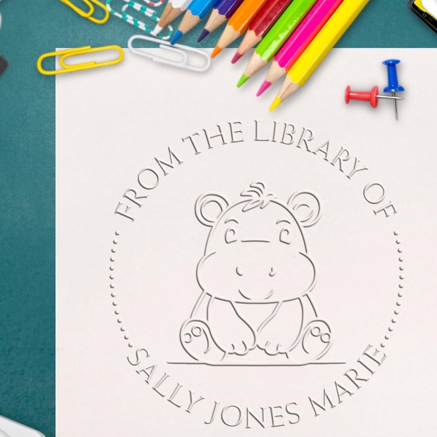 Desk Happy Lil Hippo Custom Made From The Library Of Embossing Seal - Engineer Seal Stamps