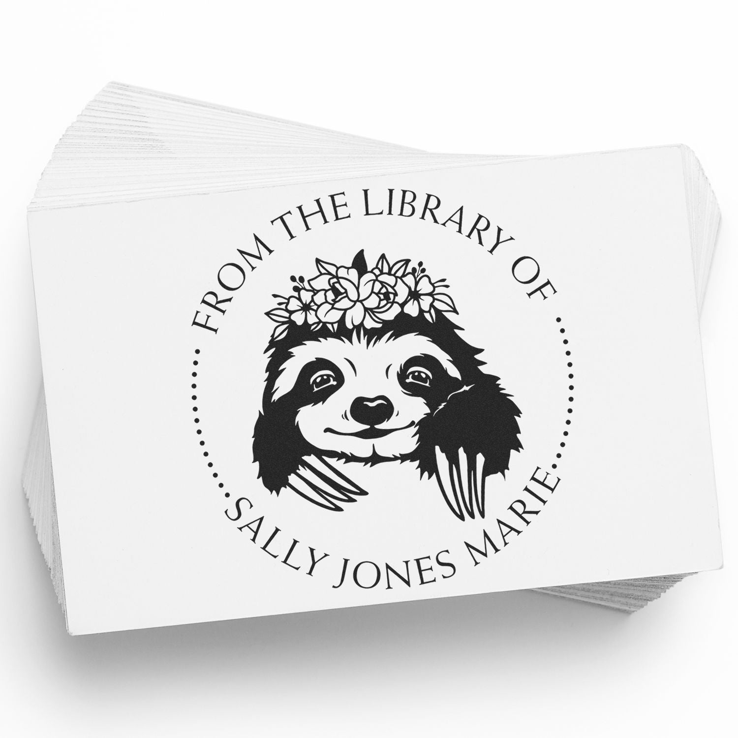 Wood Handle Graceful Sloth Custom Bookworm Stamp - Engineer Seal Stamps