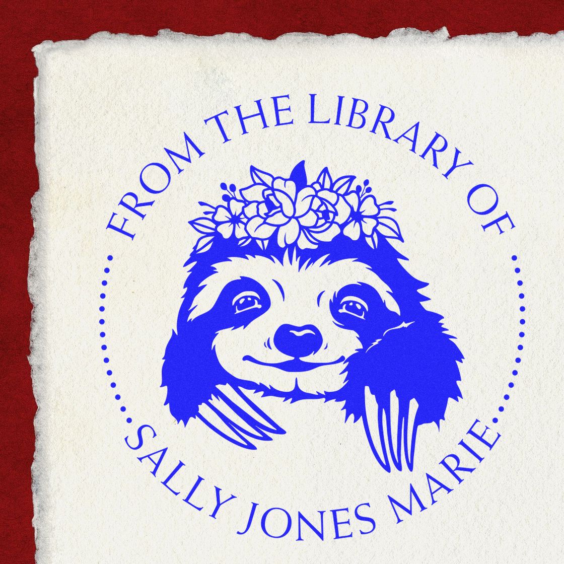 Pre-Inked Graceful Sloth Personalized Personal Library Stamp - Engineer Seal Stamps