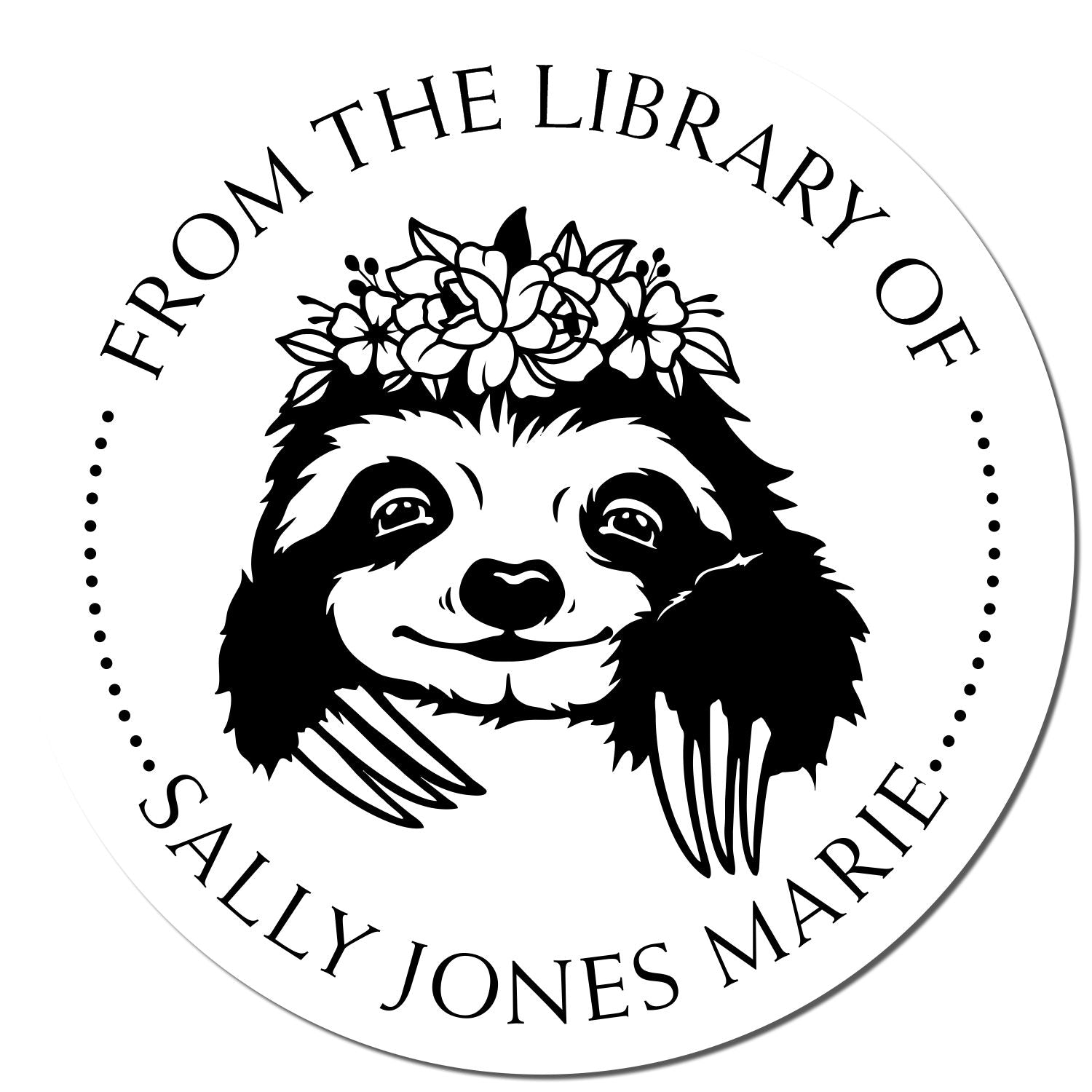 Pre-Inked Graceful Sloth Personalized Personal Library Stamp - Engineer Seal Stamps