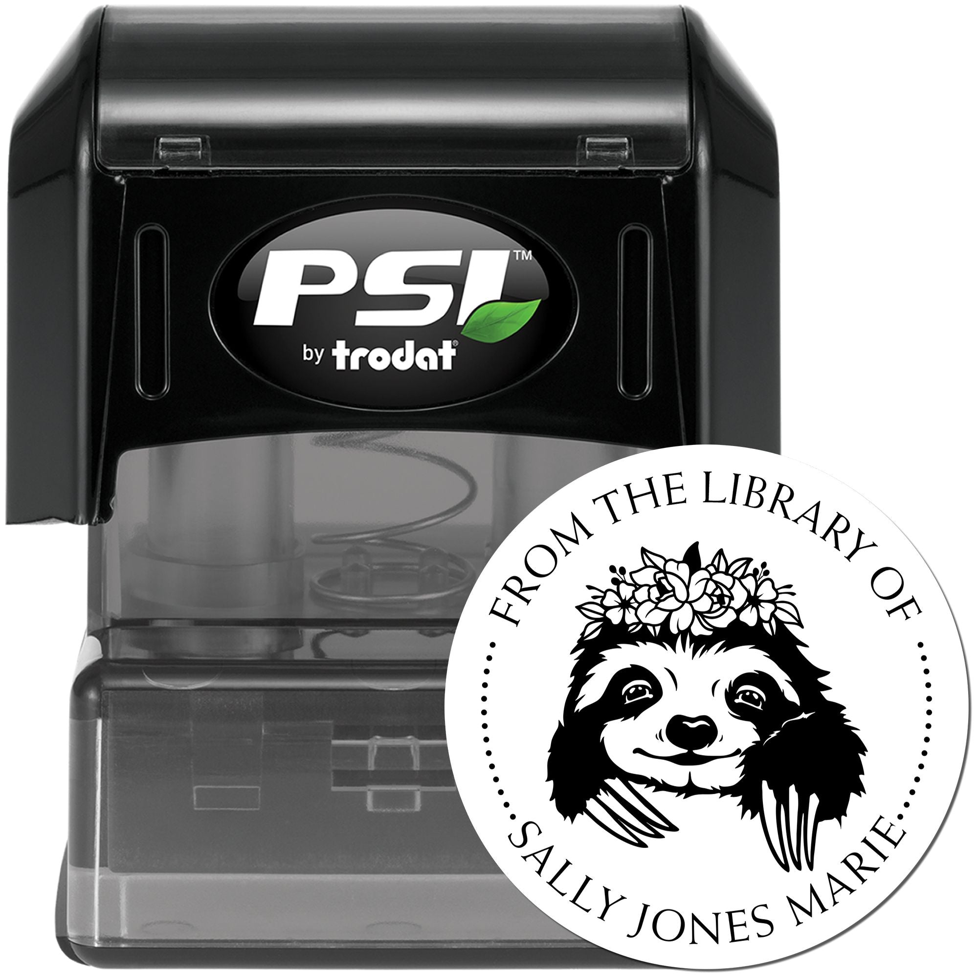 PSI Pre-Inked Graceful Sloth Custom Made This Book Belongs To Stamp - Engineer Seal Stamps