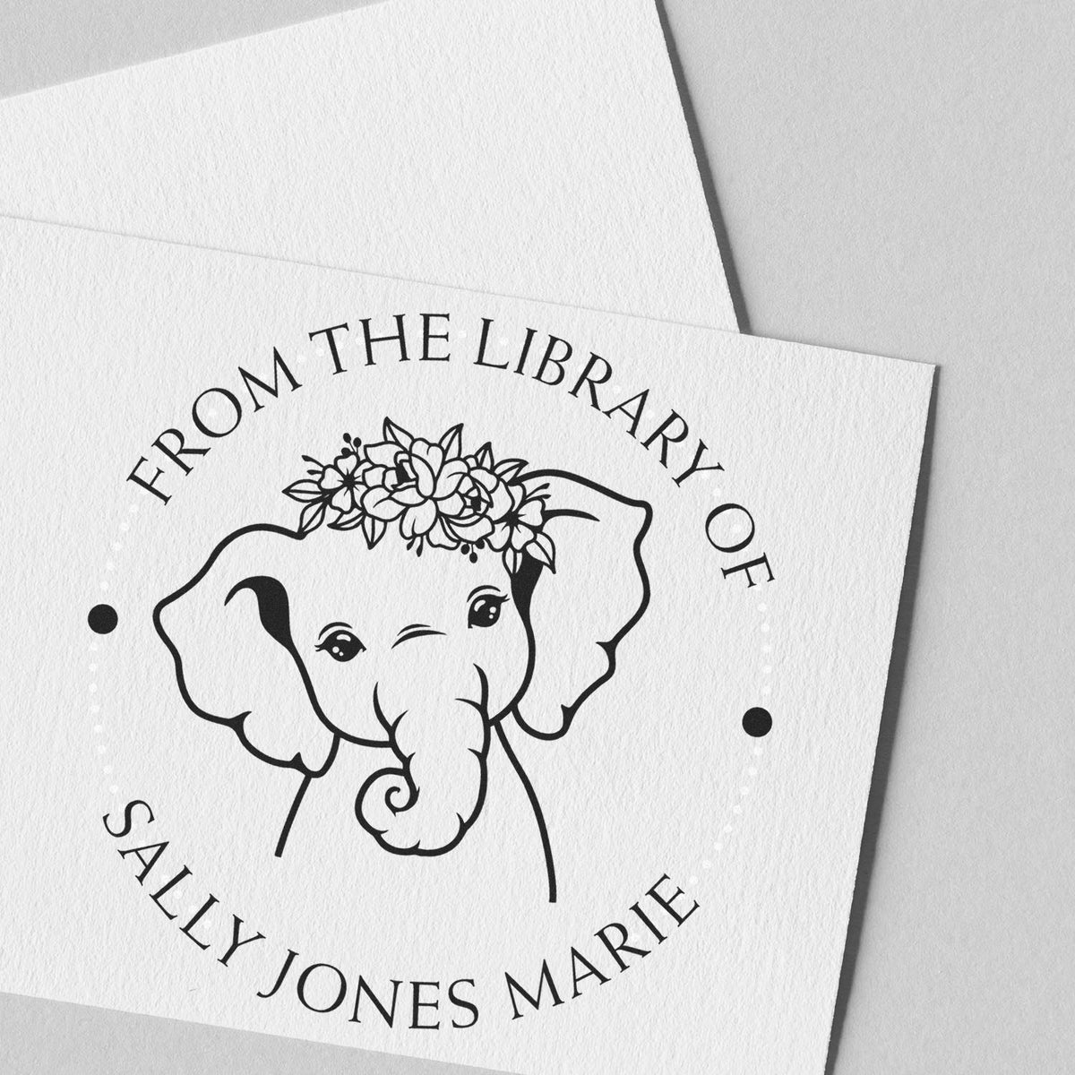 Trodat Self-Inking Elephant Animal Stamp in use, featuring a graceful elephant design for book lovers.