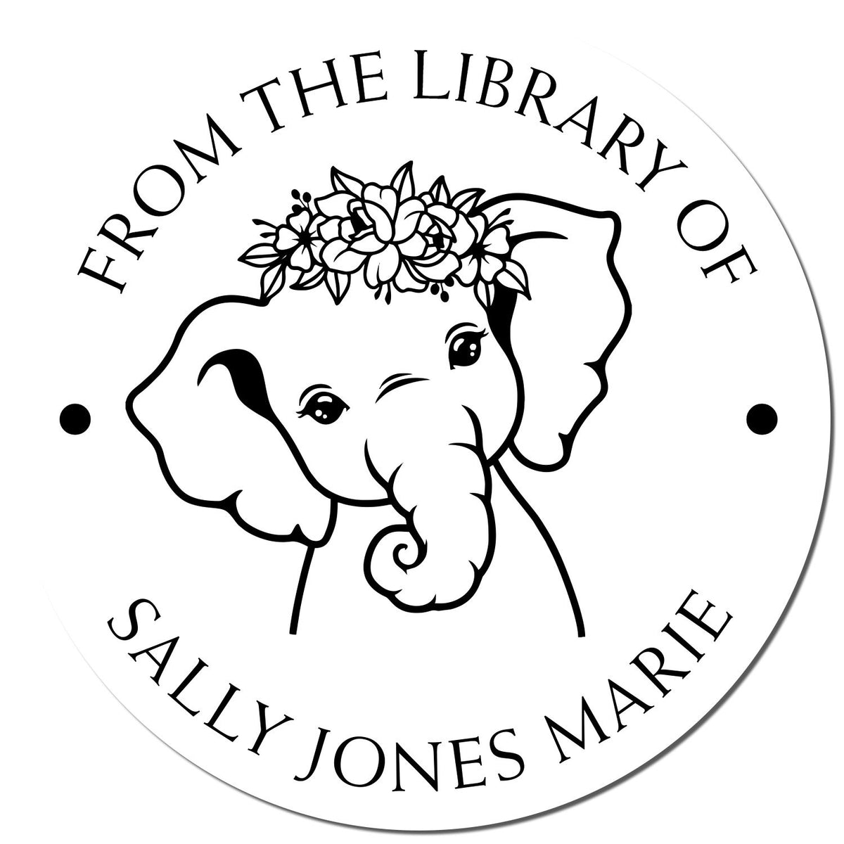 Trodat Self-Inking Elephant Book Lover Stamper with black ink, featuring a detailed elephant design for animal stamp collectors.