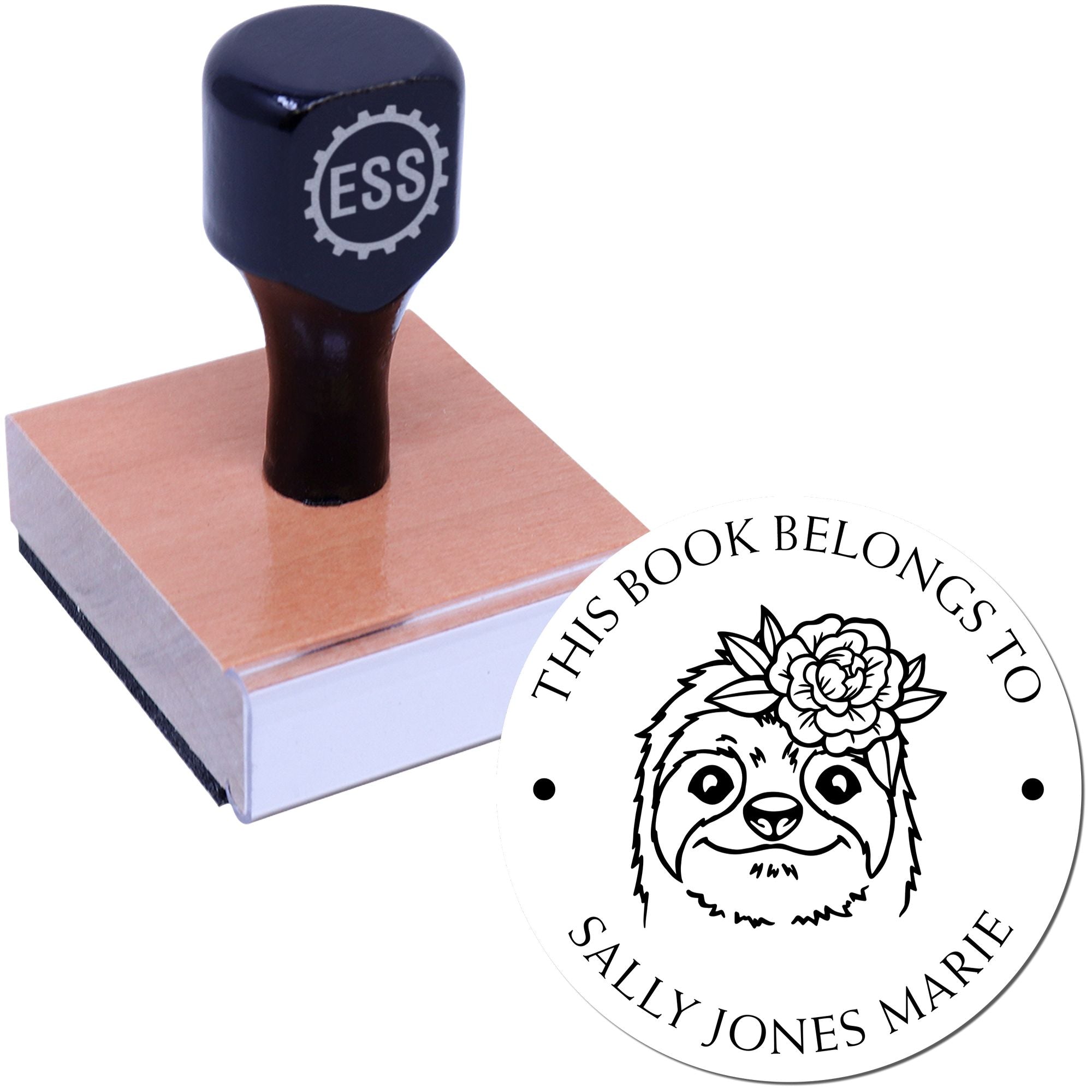 Wood Handle Cute Sloth Custom From The Library Of Stamper - Engineer Seal Stamps