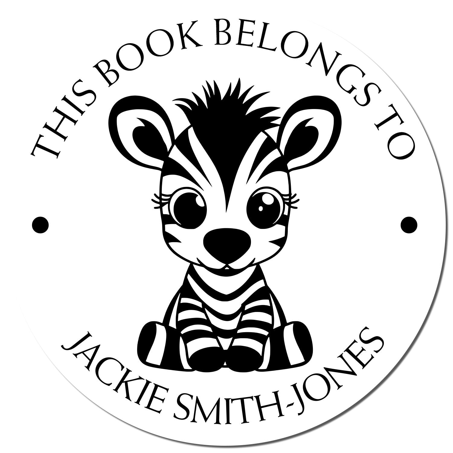 Self-Inking Zesty Zebra Custom Made Book Ownership Stamp - Engineer Seal Stamps