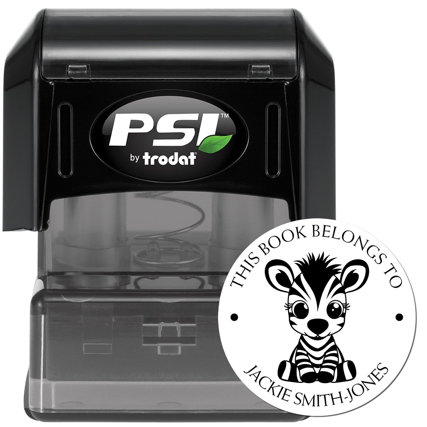PSI Pre-Inked Zesty Zebra Personalized Bibliophile Stamp - Engineer Seal Stamps