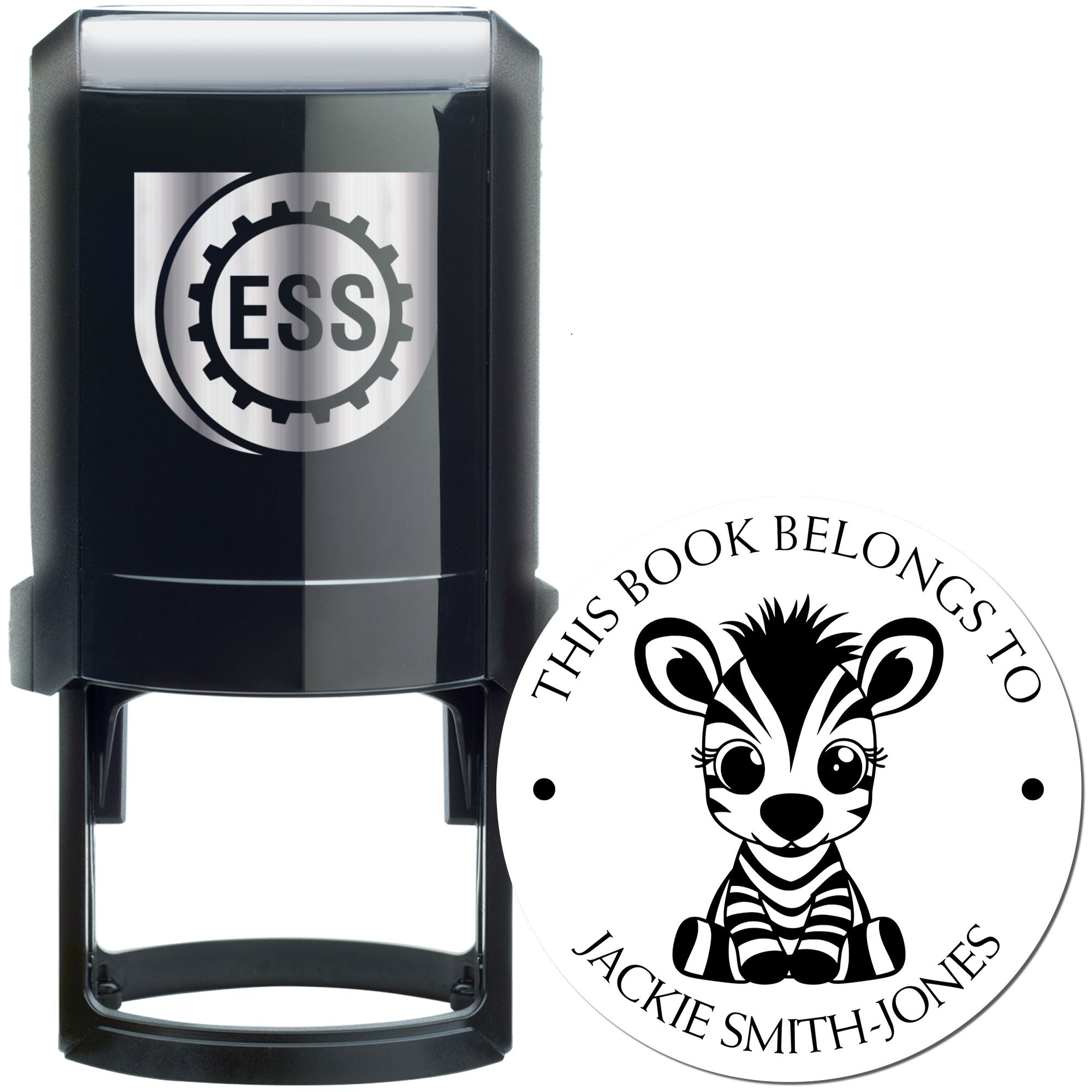 Self-Inking Zesty Zebra Custom Made Book Ownership Stamp - Engineer Seal Stamps