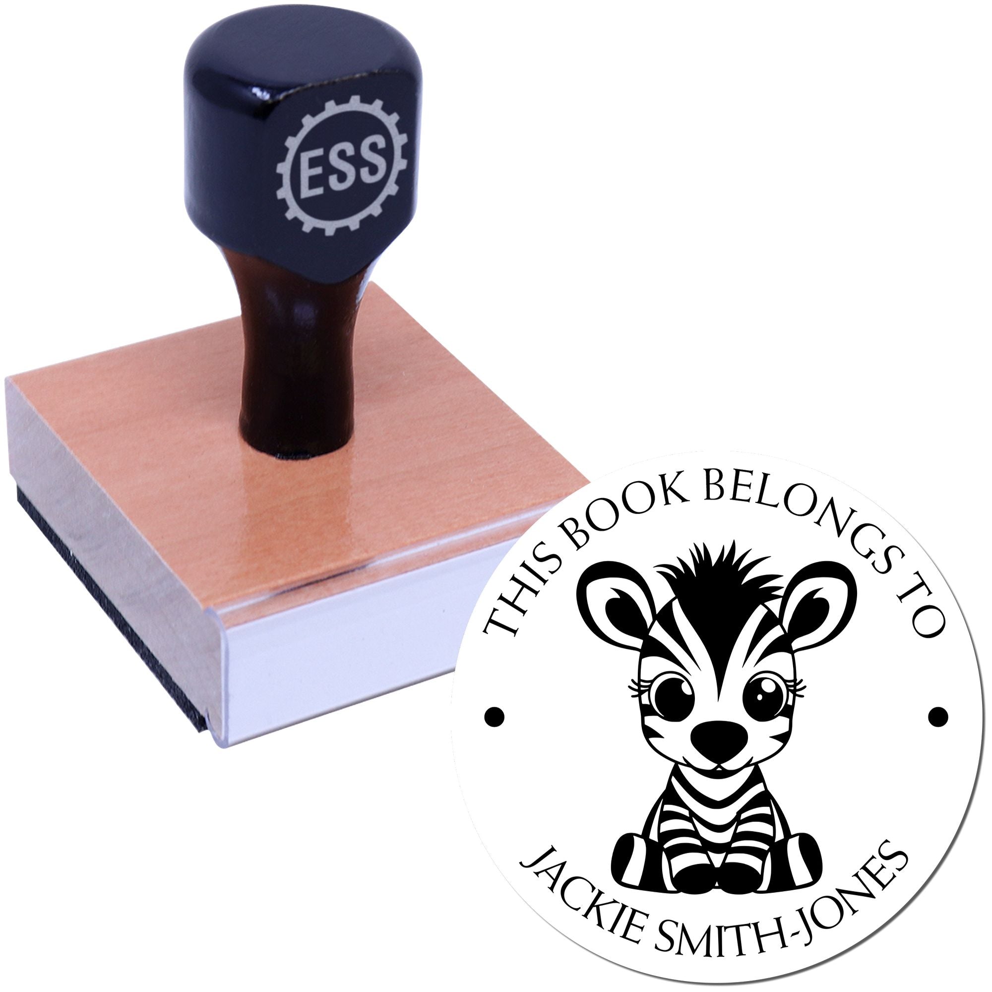 Wood Handle Zesty Zebra Custom Library Stamp - Engineer Seal Stamps