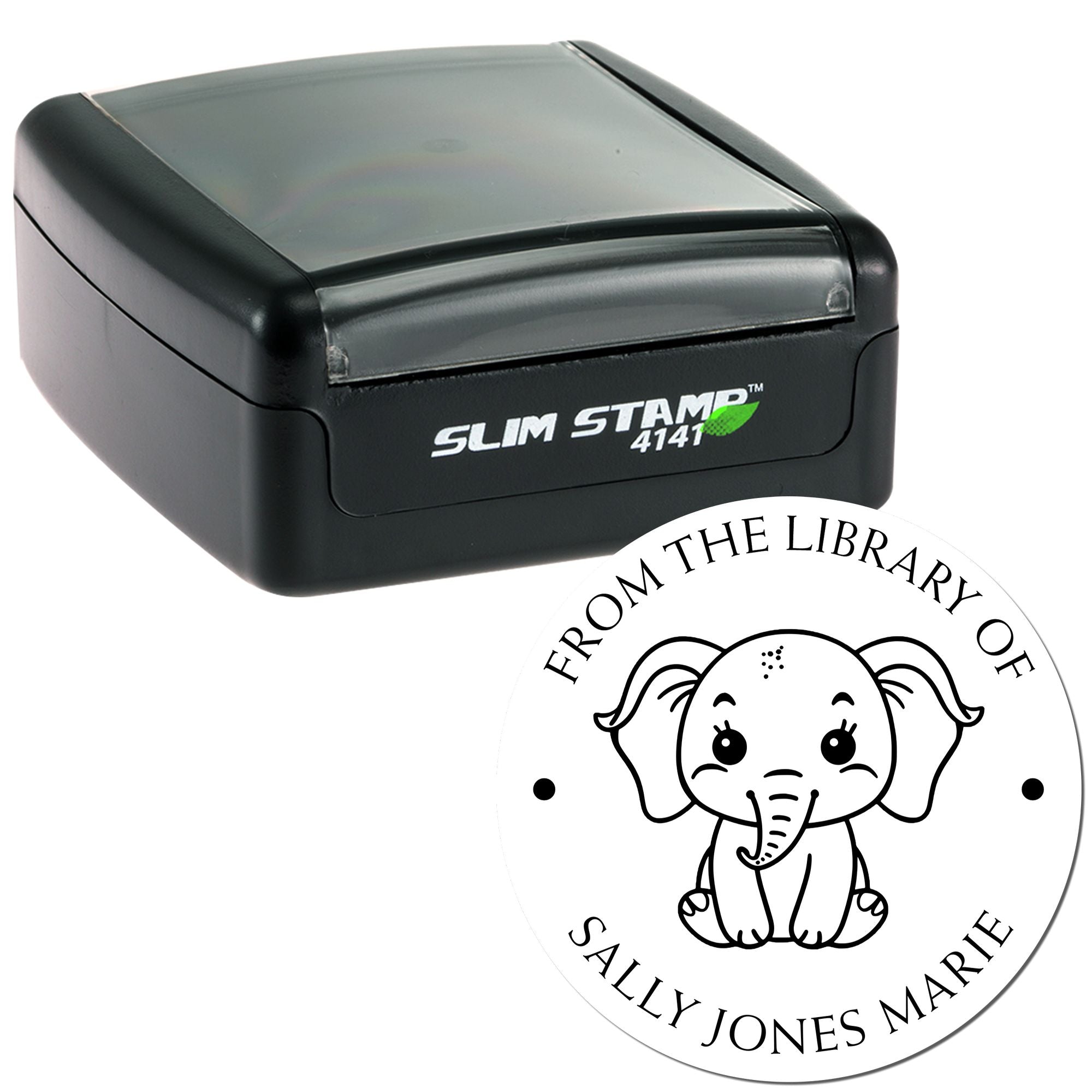 Pre-Inked Energetic Elephant Personalized Read It Love It Stamp - Engineer Seal Stamps