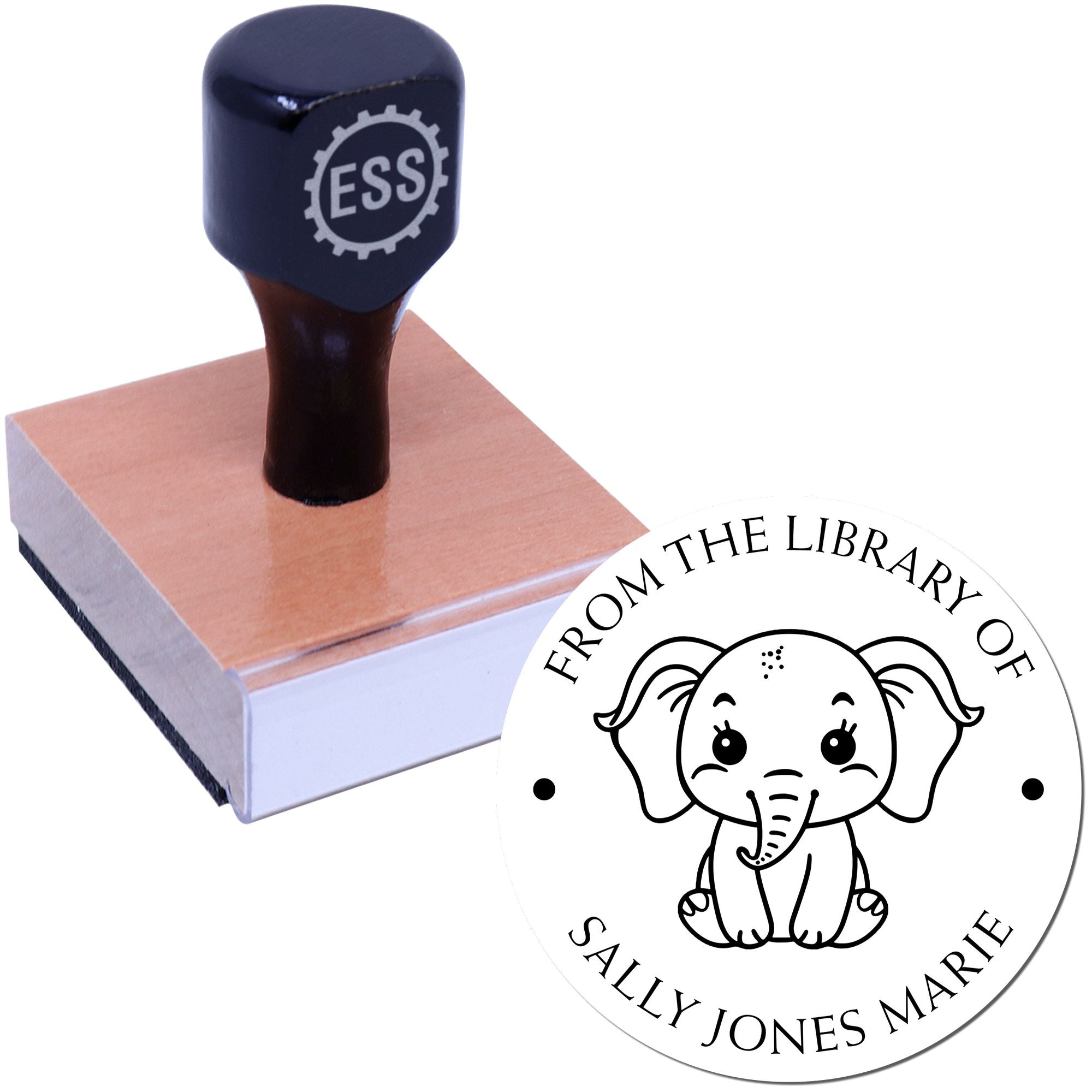 Wood Handle Energetic Elephant Custom Library Collection Stamp - Engineer Seal Stamps