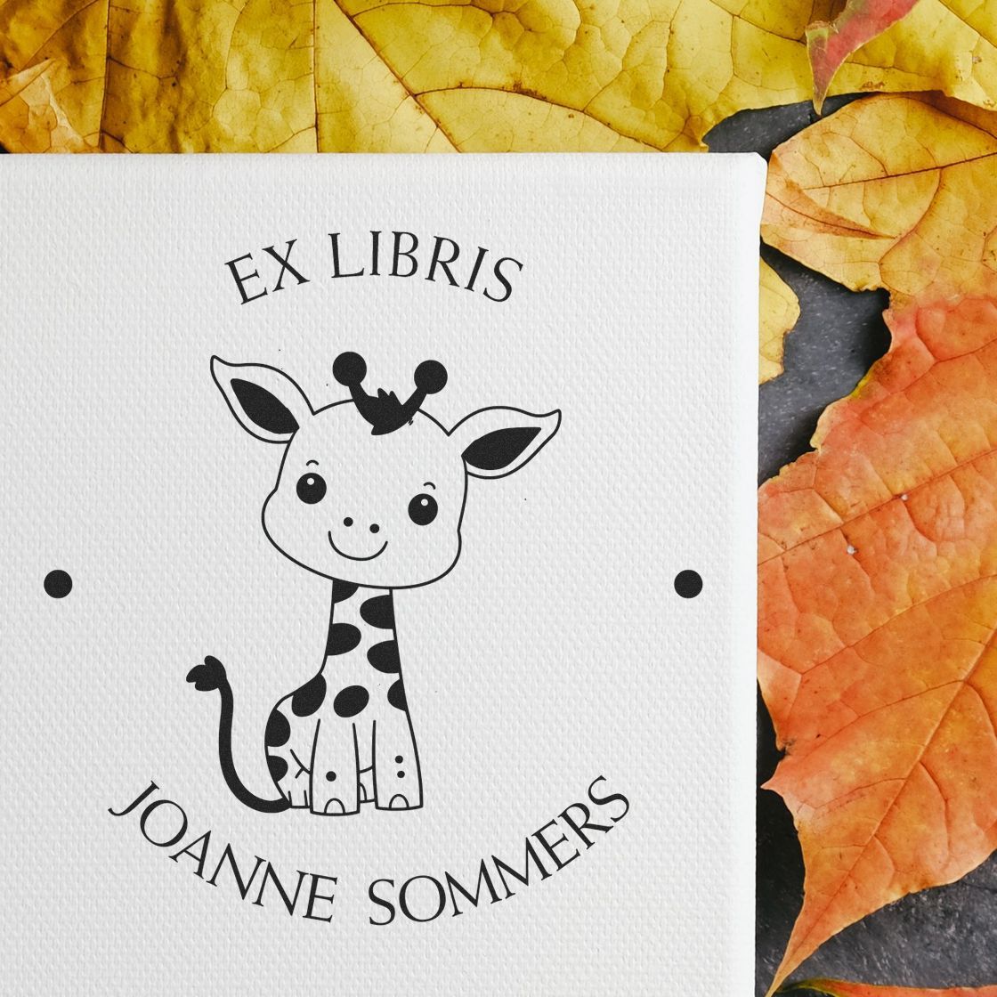 Pre-Inked Timid Giraffe Personalized Read It Love It Stamper - Engineer Seal Stamps